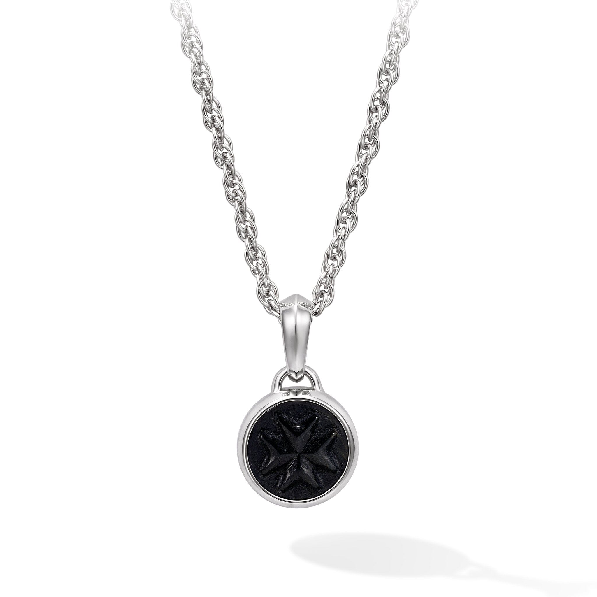 Maltese Cross Rope Necklace Hawk Eye
