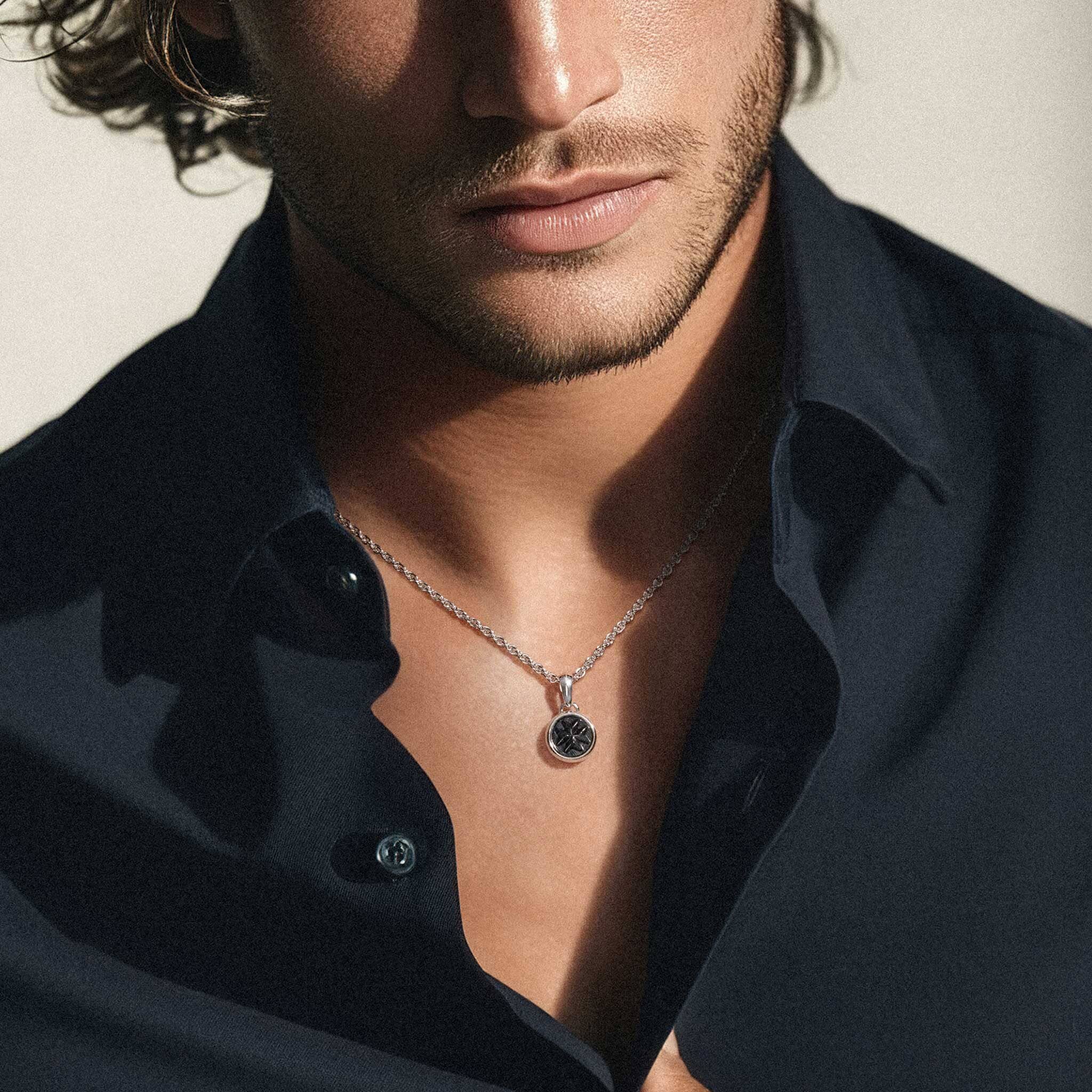 Maltese Cross Rope Necklace Hawk Eye