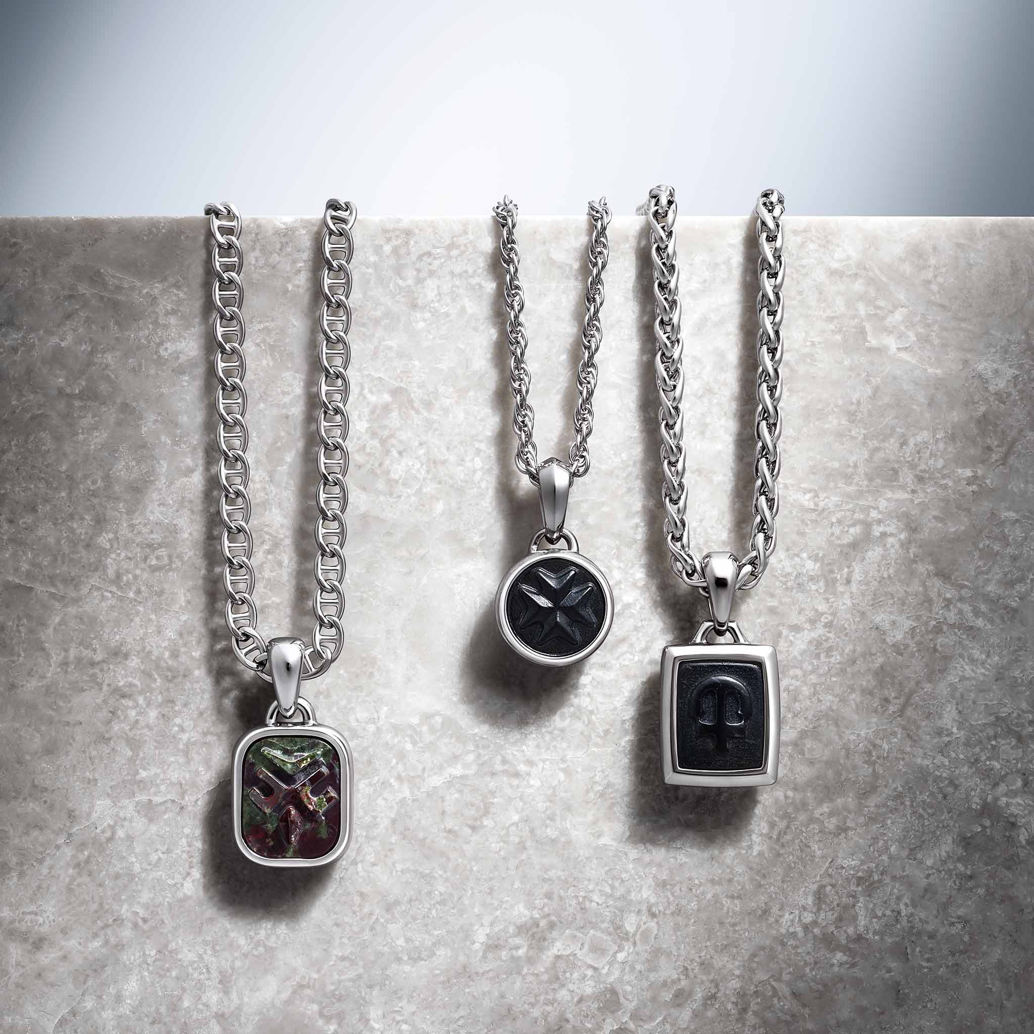 Maltese Cross Rope Necklace Hawk Eye