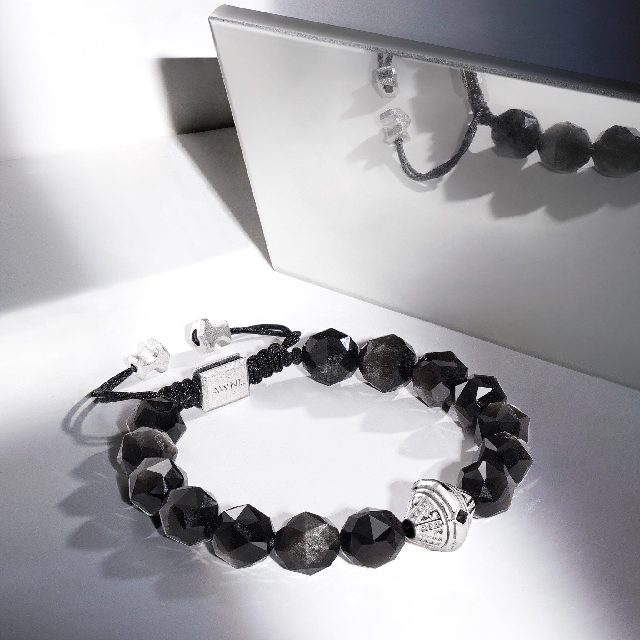 Beacon Bracelet Silver Obsidian