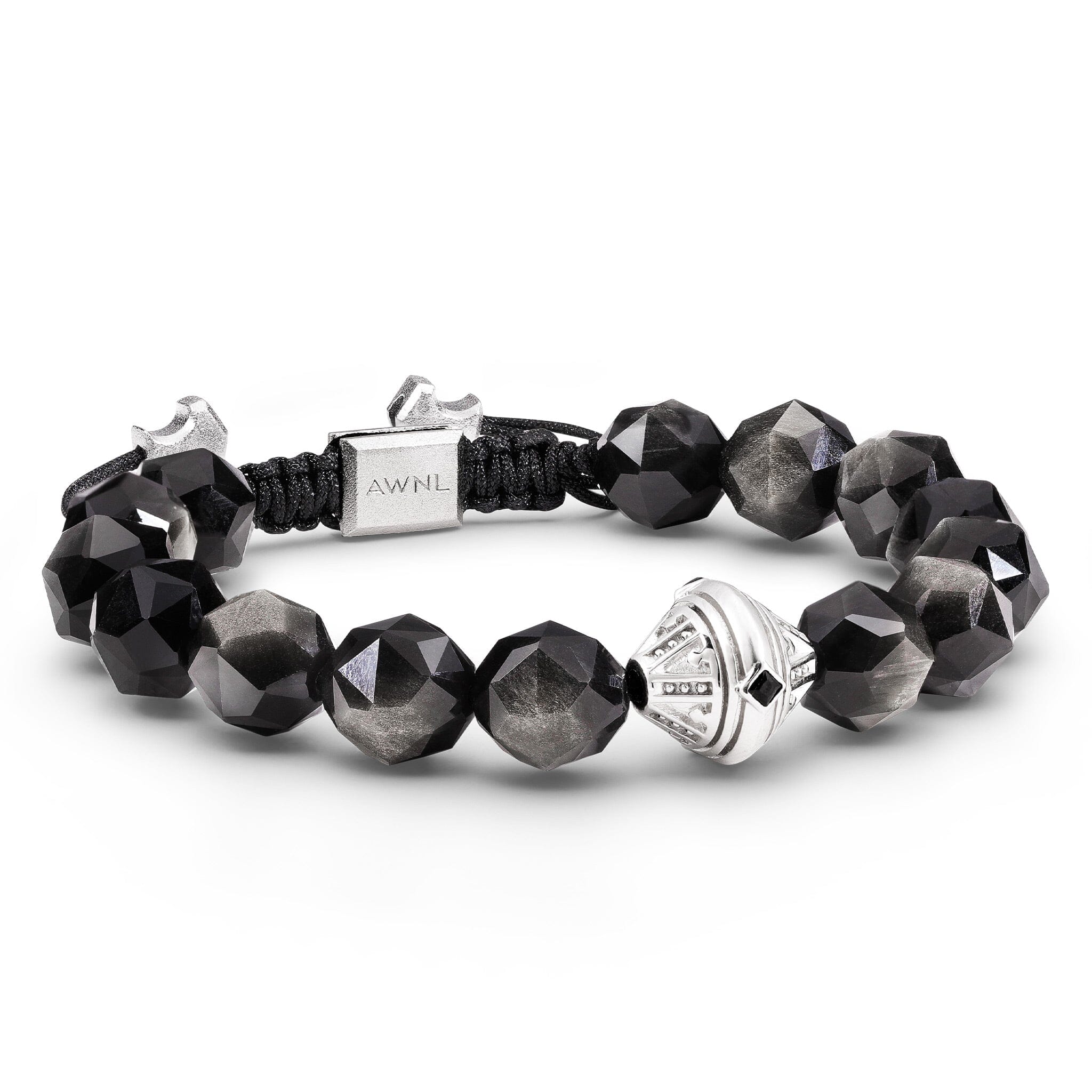 Beacon Bracelet Silver Obsidian