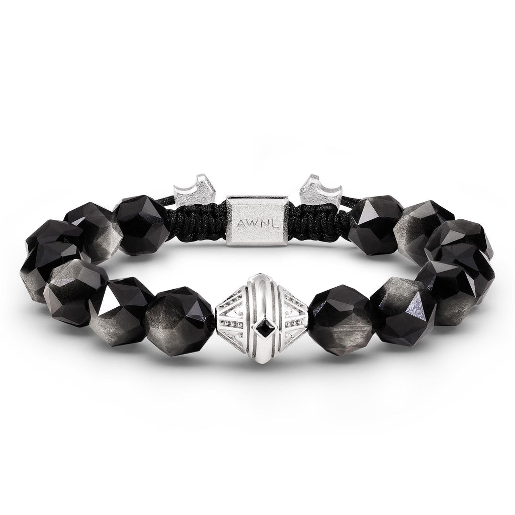 Beacon Bracelet Silver Obsidian
