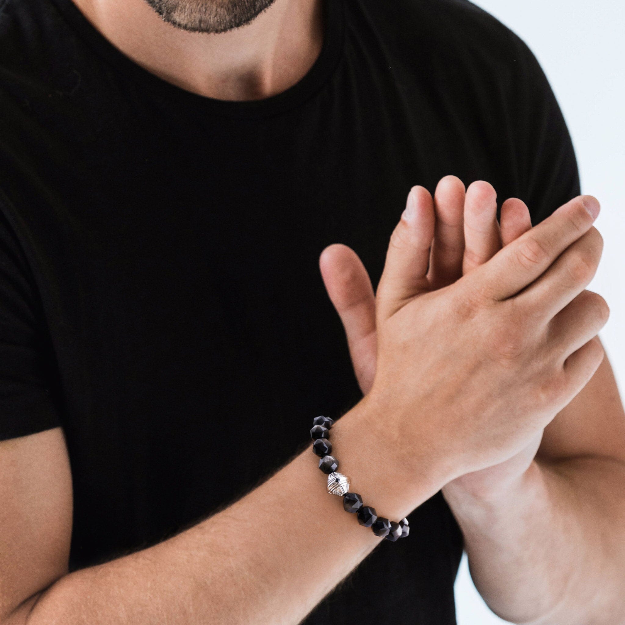 Beacon Bracelet Silver Obsidian