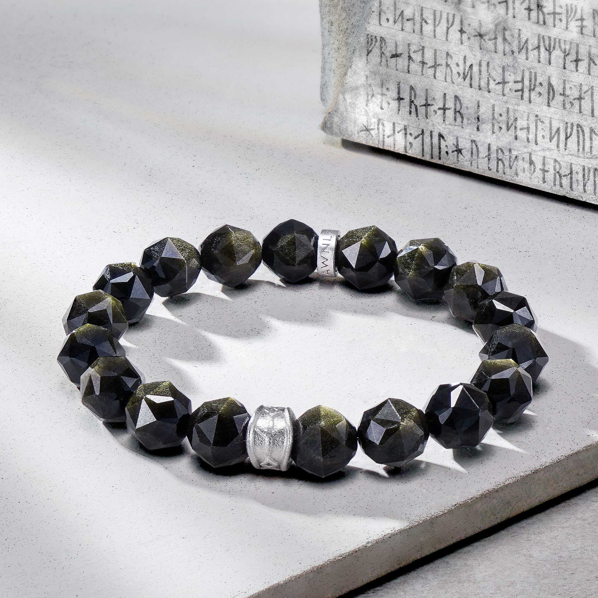 Algiz Bracelet Golden Obsidian