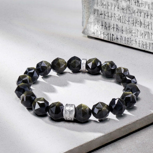 Algiz Bracelet Golden Obsidian