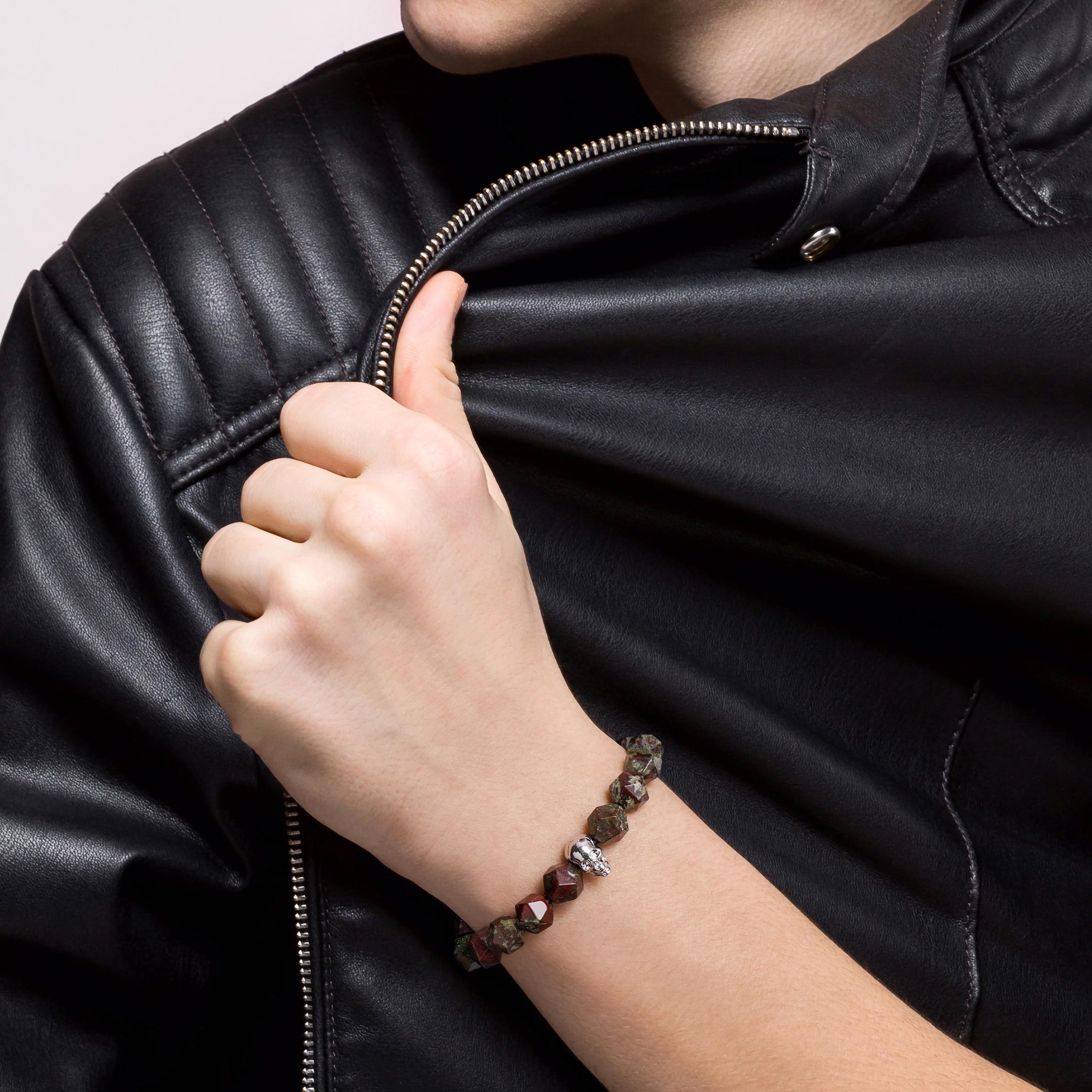 Skull Bracelet Dragon Blood Jasper