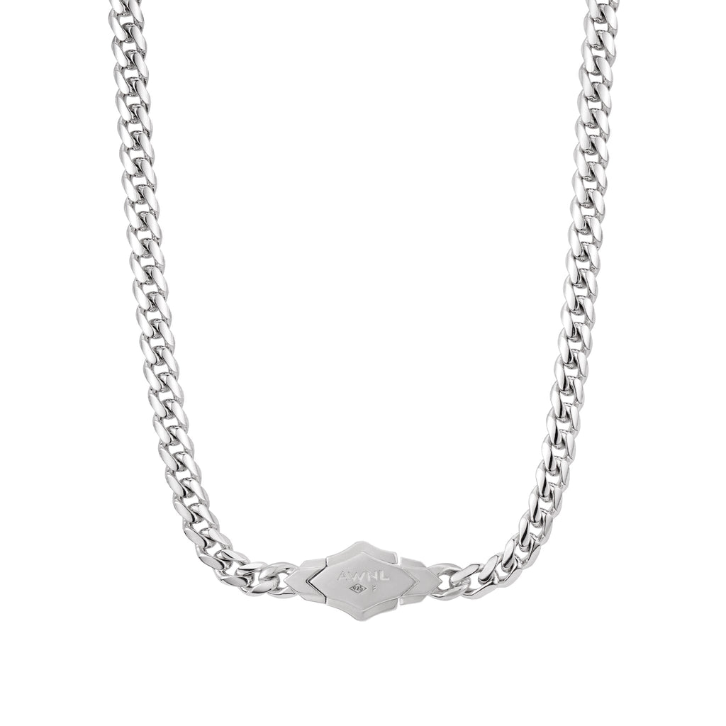 Box Clasp Curb Necklace Sapphire