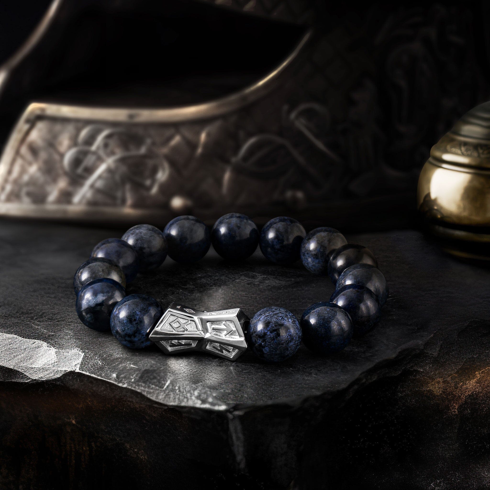 Rune Crossguard Bracelet Dumortierite