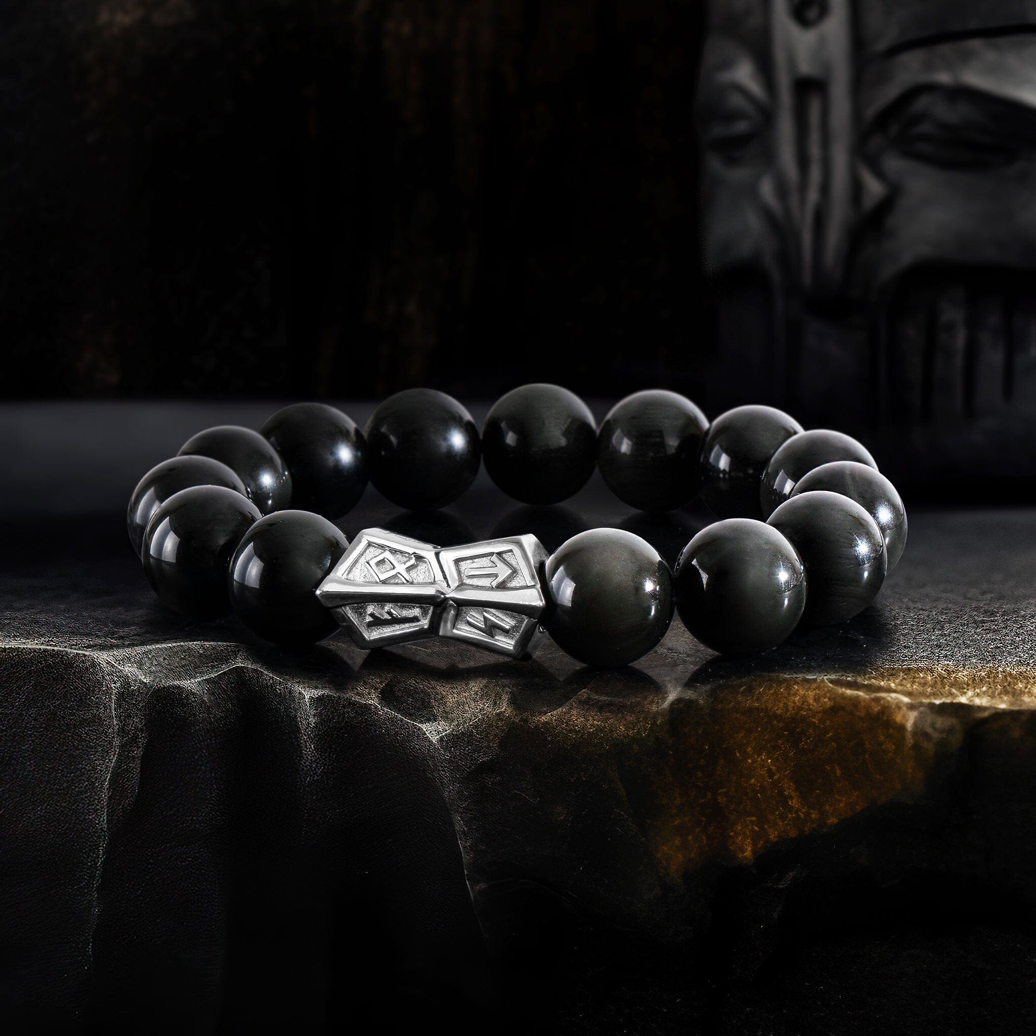 Rune Crossguard Bracelet Obsidian