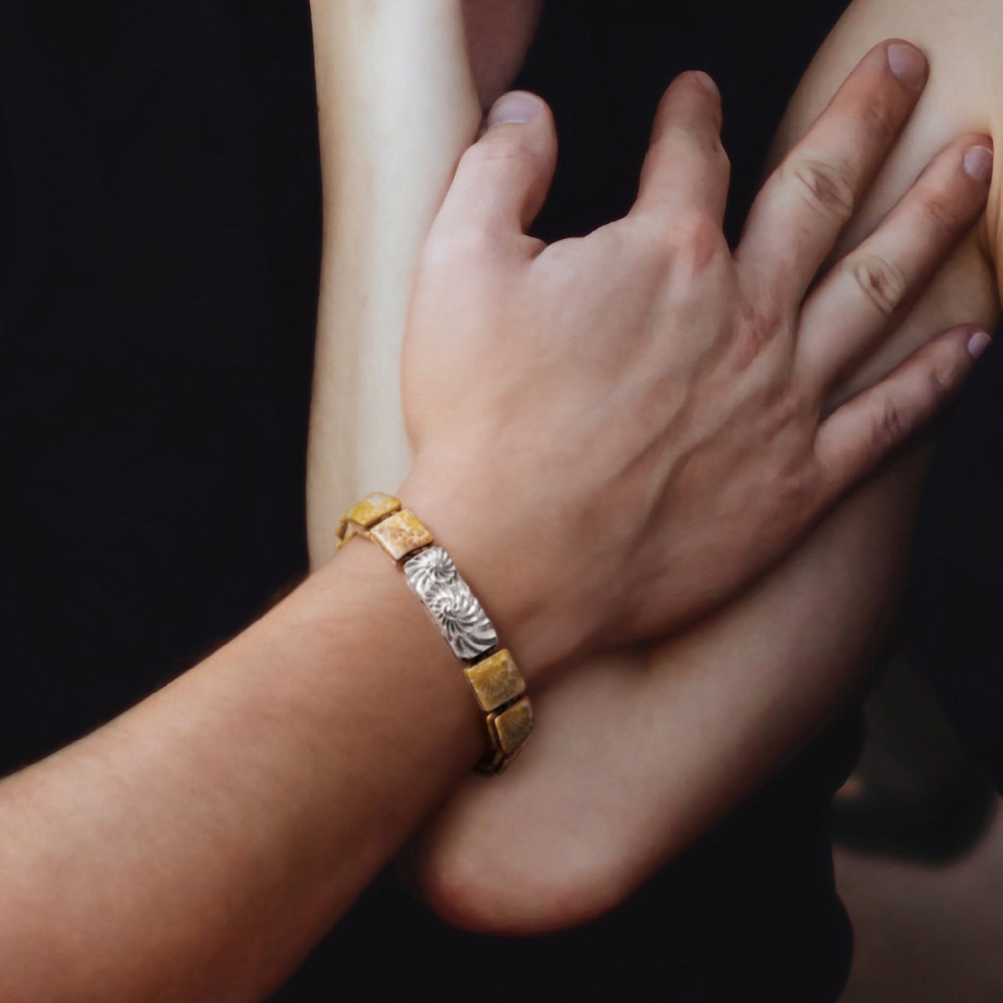 Ammonite Bracelet Agatized Coral