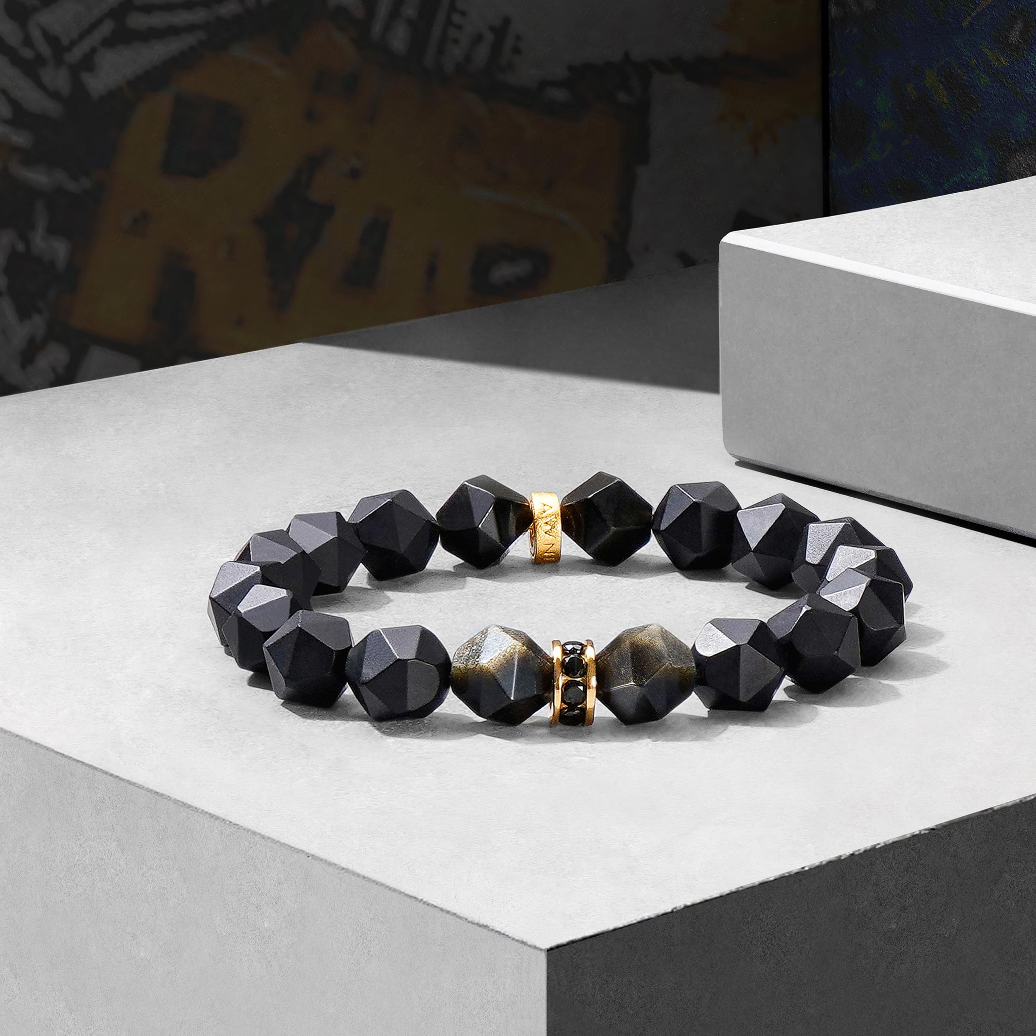 Mars Bracelet Onyx & Golden Obsidian