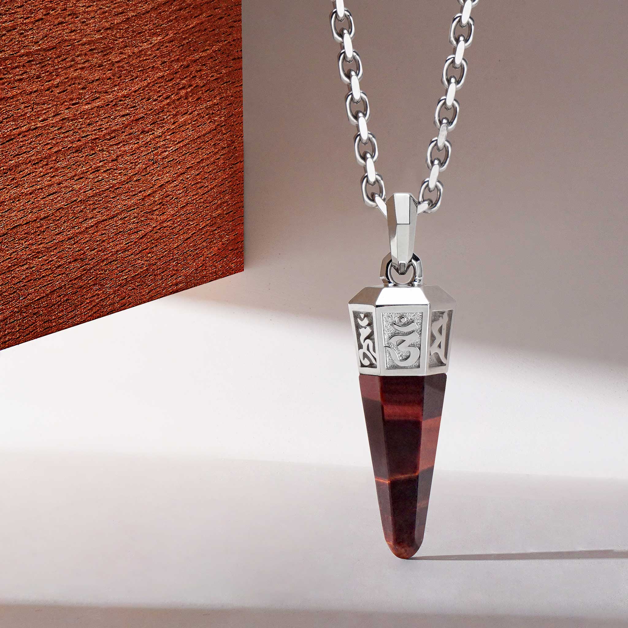 Mantra Necklace Red Tiger Eye
