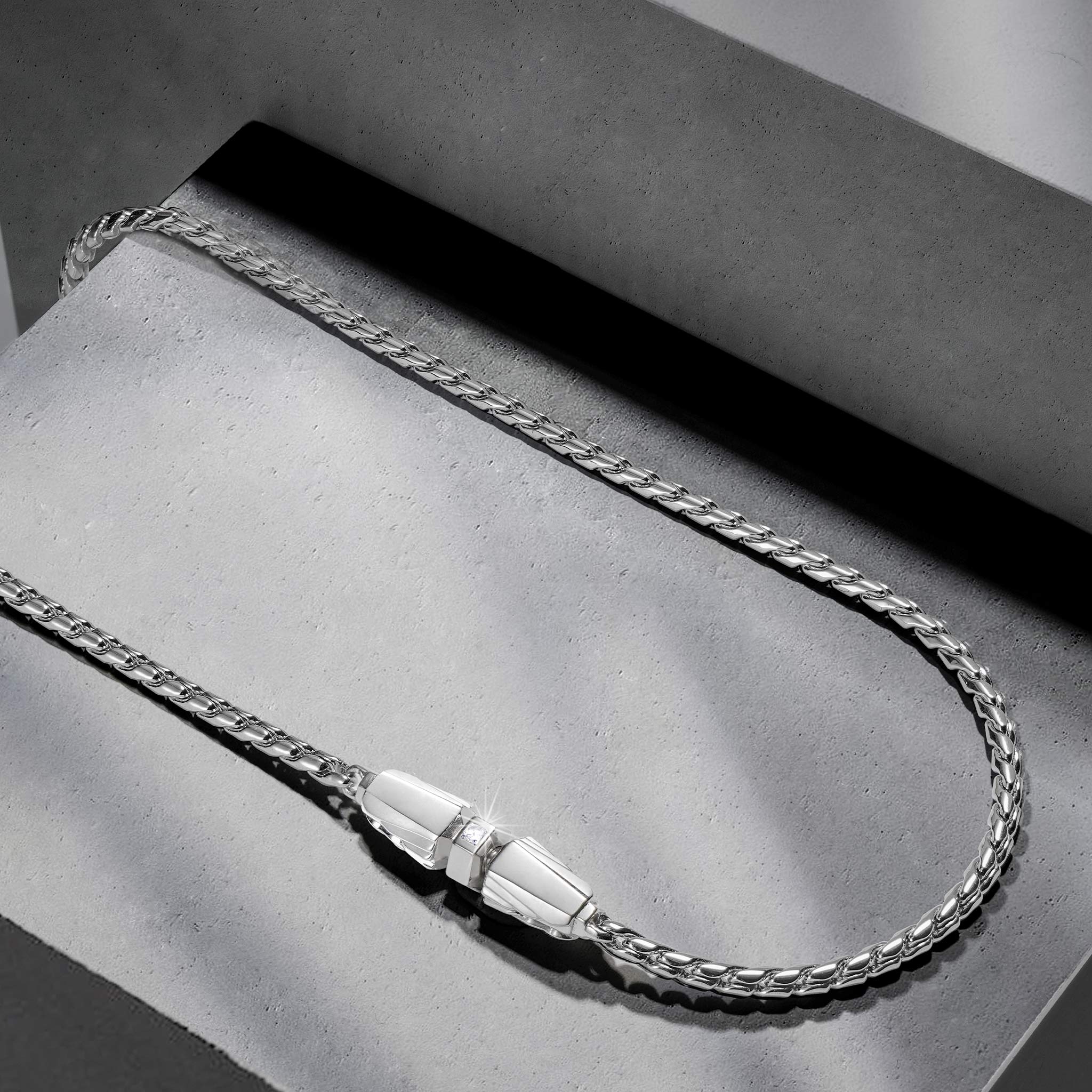 Capsule Lock Franco Necklace Silver