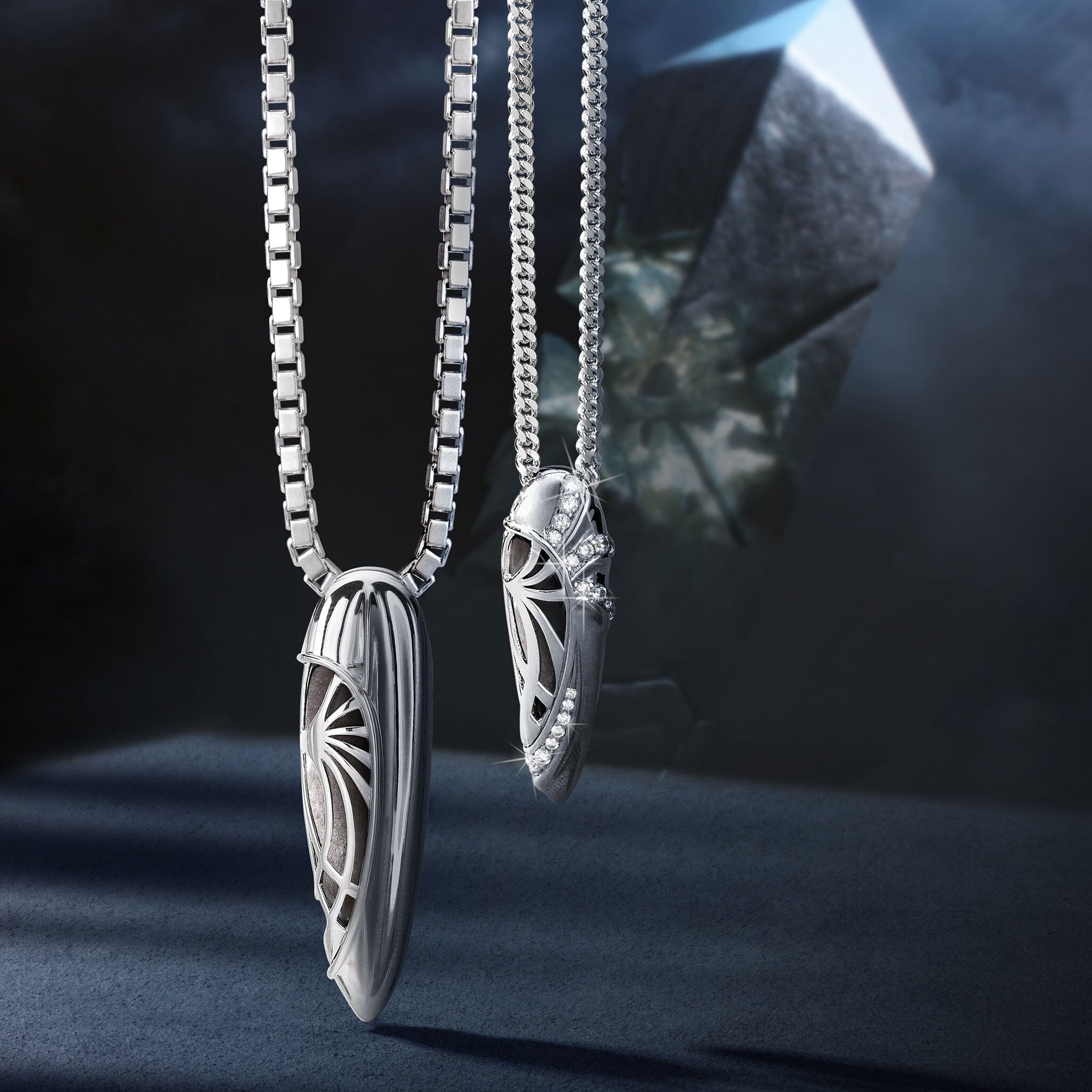 Cipher Necklace Silver Obsidian