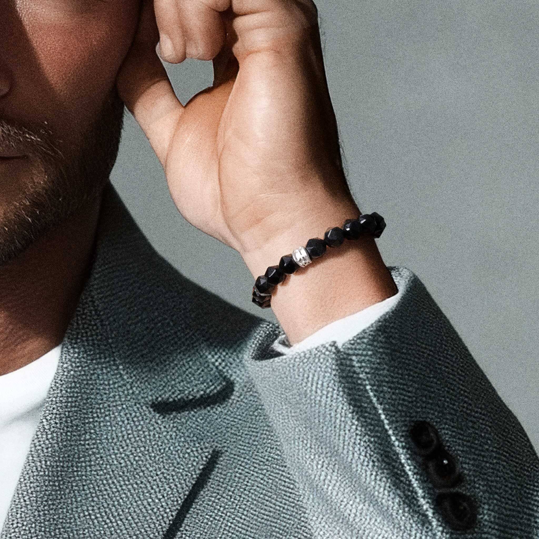 Algiz Bracelet Black Obsidian