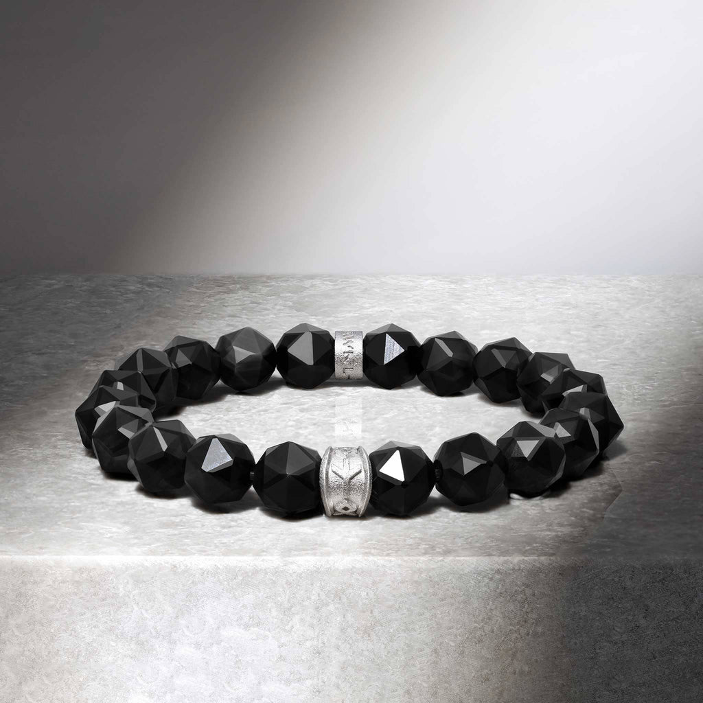 Algiz Bracelet Black Obsidian