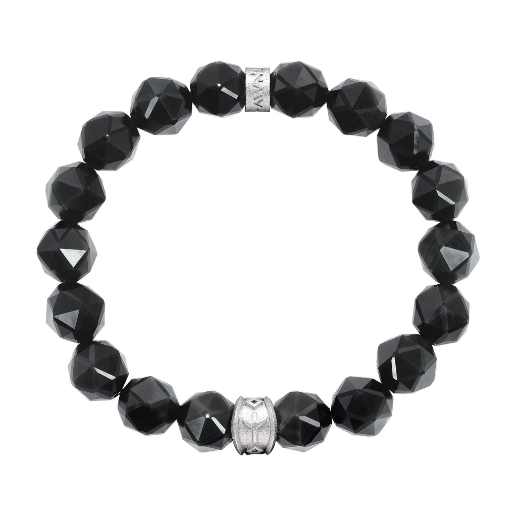 Algiz Bracelet Black Obsidian