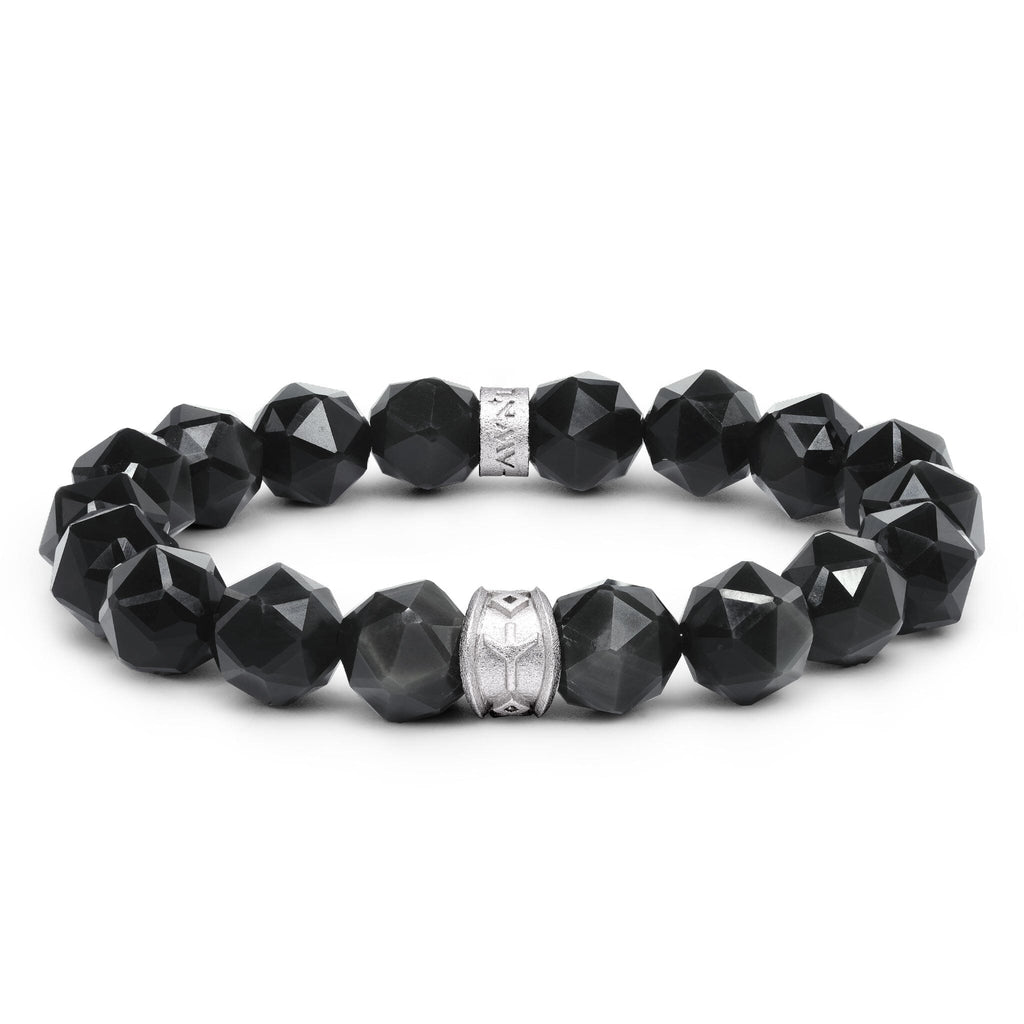 Algiz Bracelet Black Obsidian