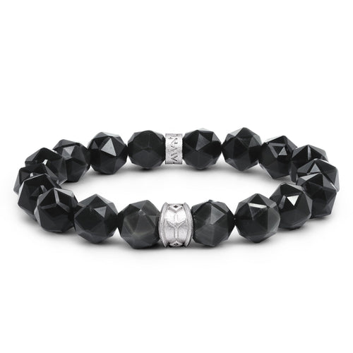 Algiz Bracelet Black Obsidian
