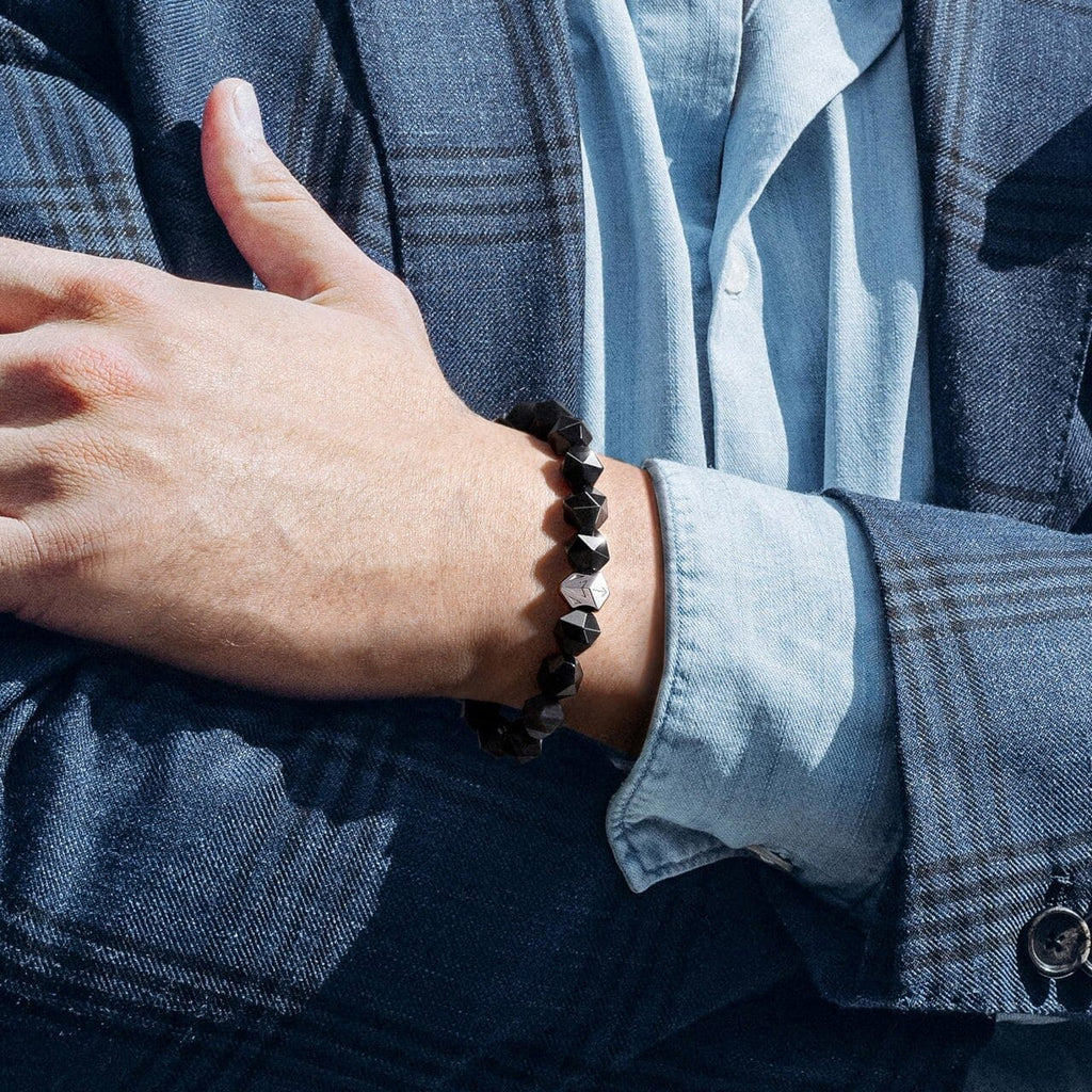 Tiwaz Algiz Bracelet Black Obsidian