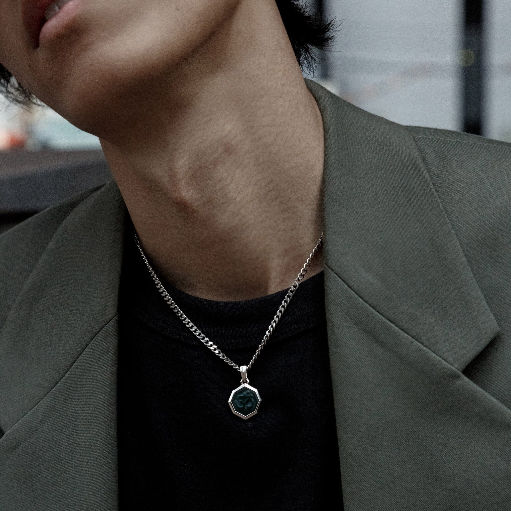 Om Sigil Necklace Bloodstone