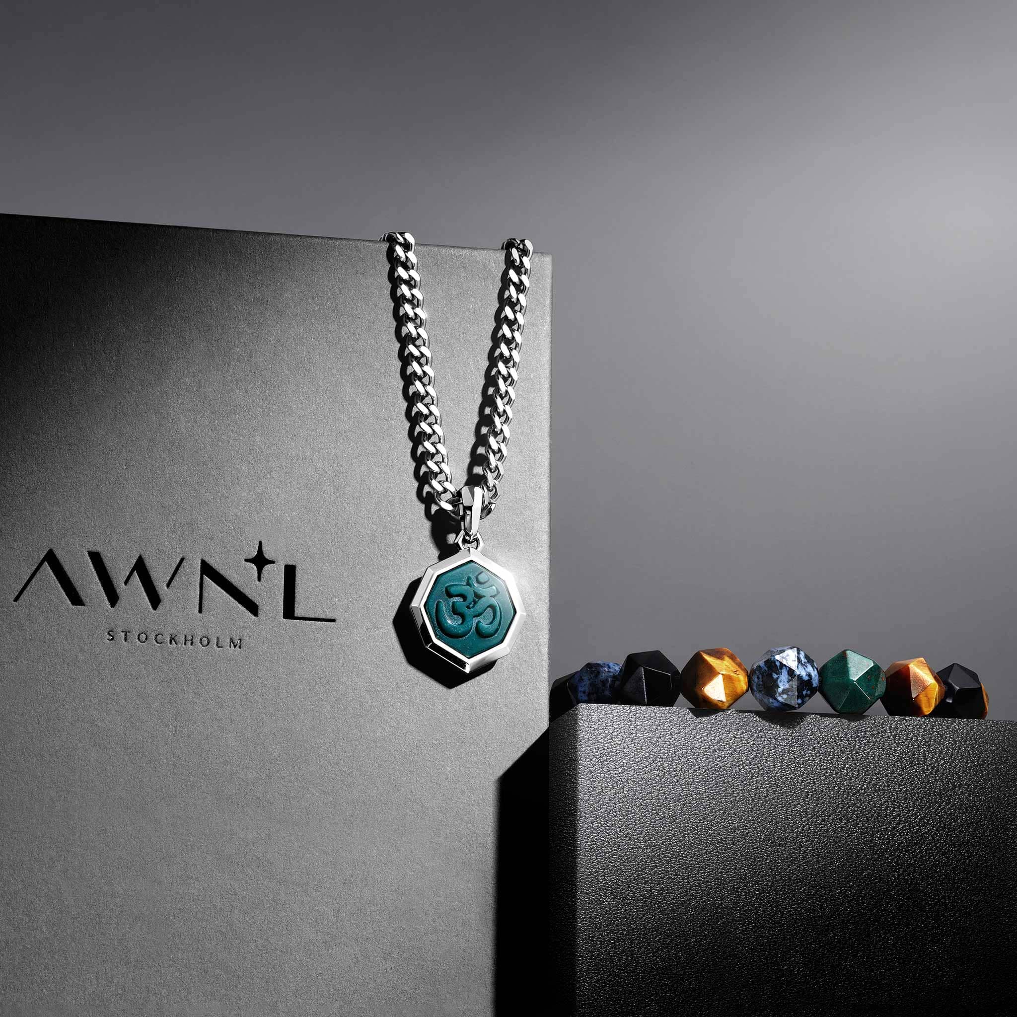 Om Sigil Necklace Bloodstone