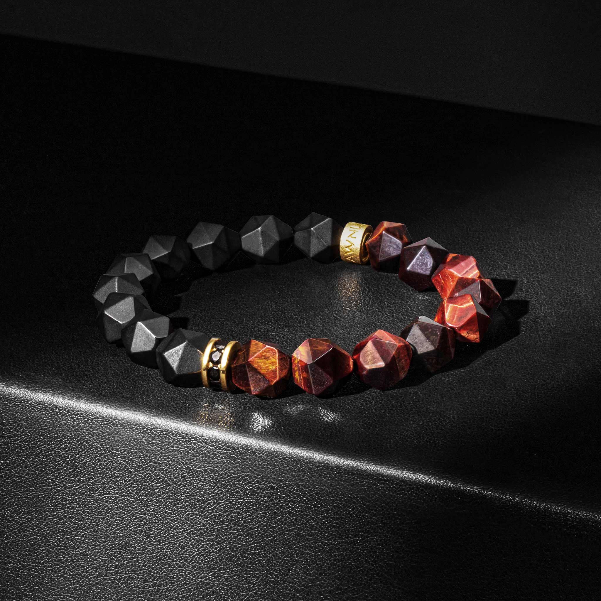 Roaring Tiger Bracelet Onyx & Red Tiger Eye