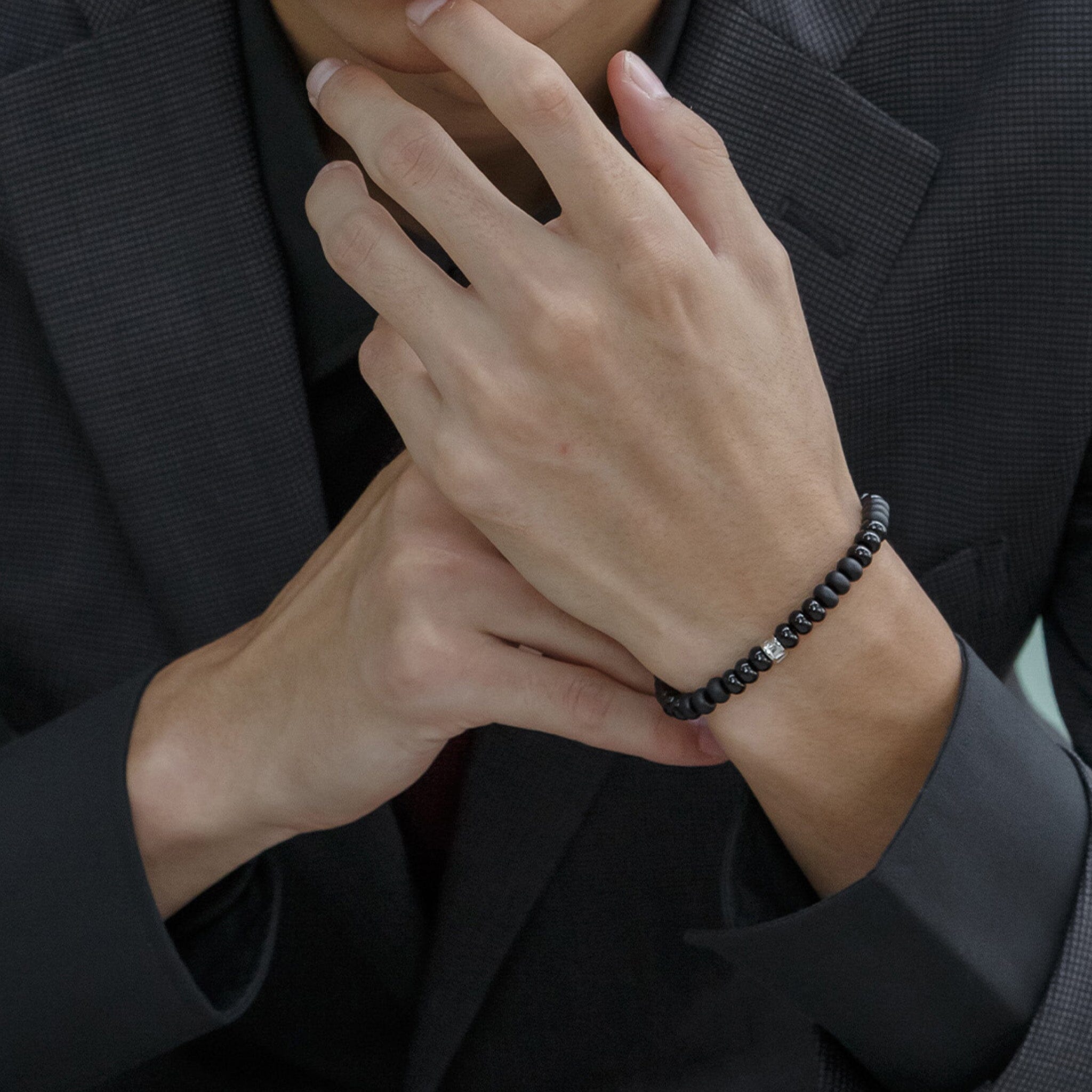 Rune Rondelle Bracelet Onyx