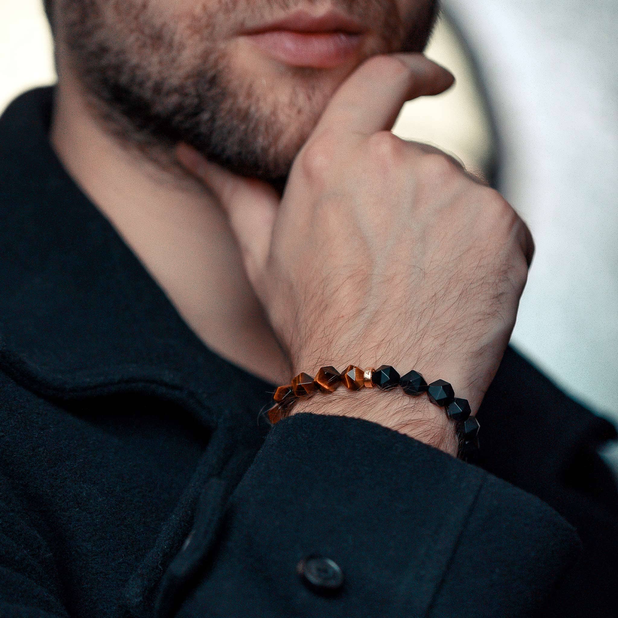 Roaring Tiger Bracelet Onyx & Tiger Eye