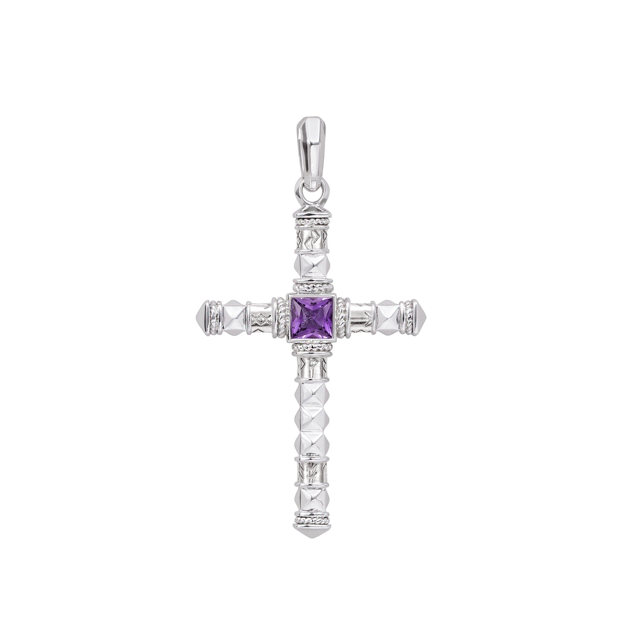 Rune Cross Necklace Amethyst