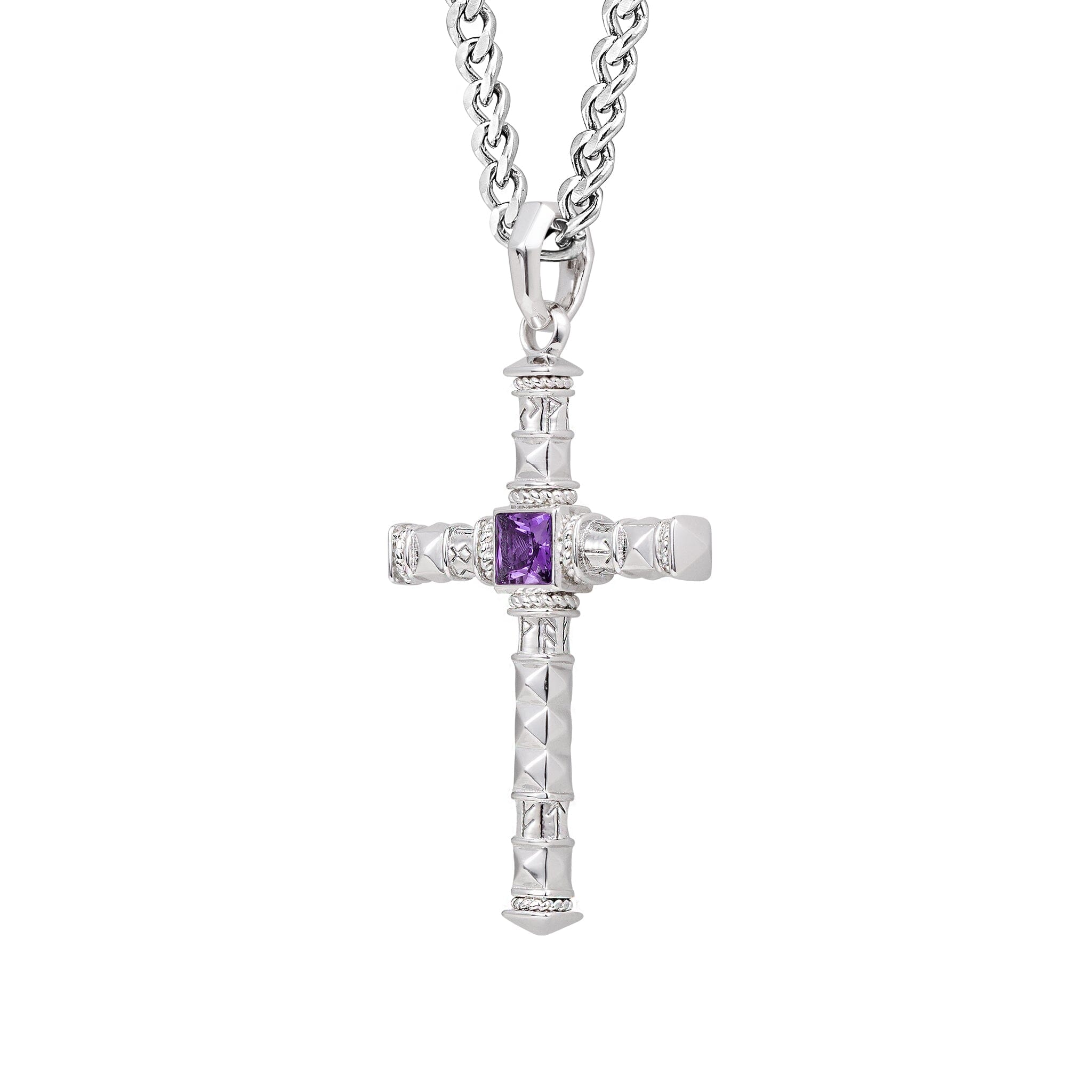Rune Cross Necklace Amethyst
