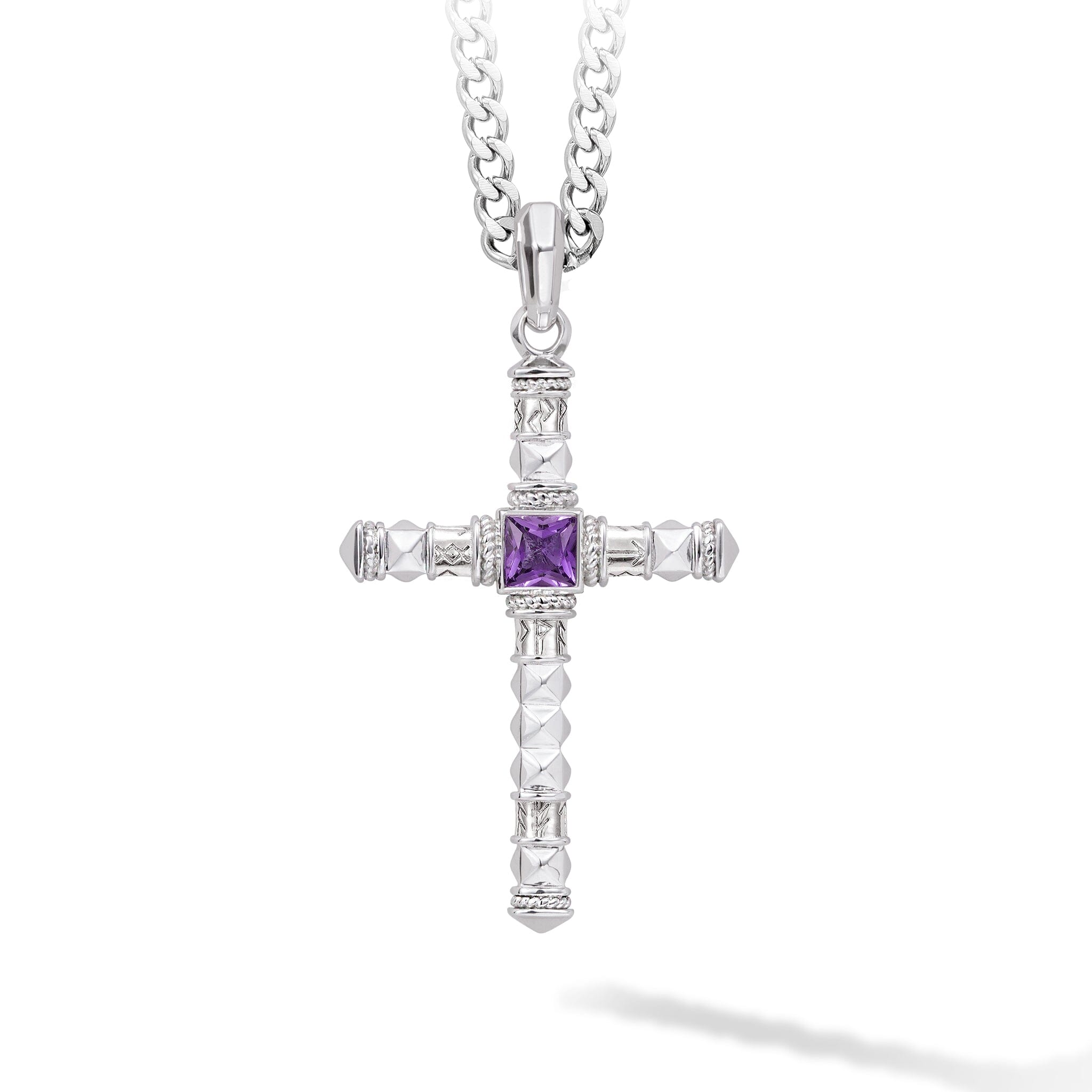 Rune Cross Necklace Amethyst