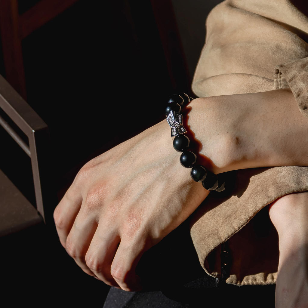 Rune Crossguard Bracelet Obsidian