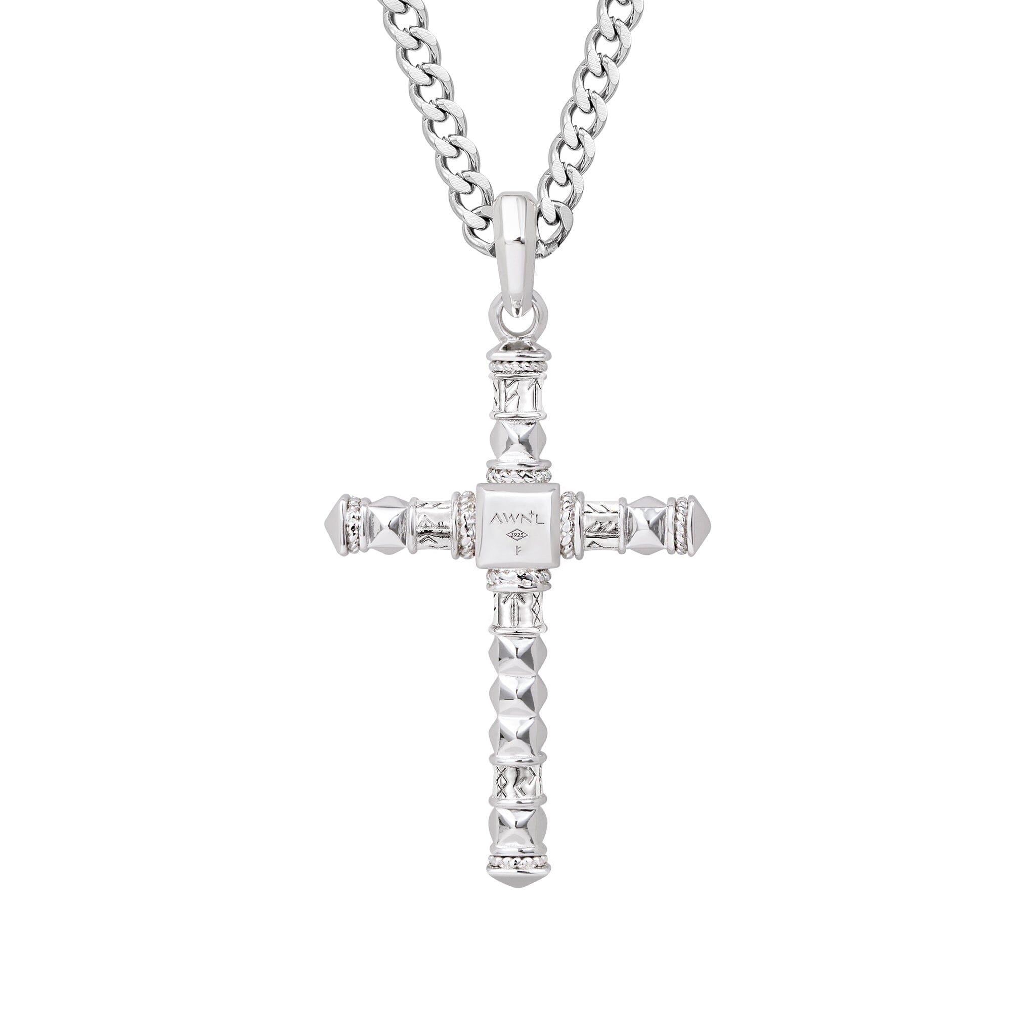 Rune Cross Necklace Blue Topaz