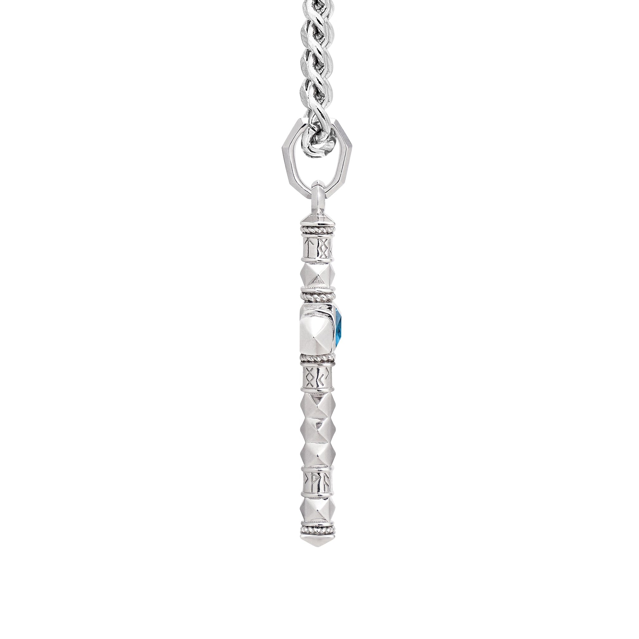 Rune Cross Necklace Blue Topaz