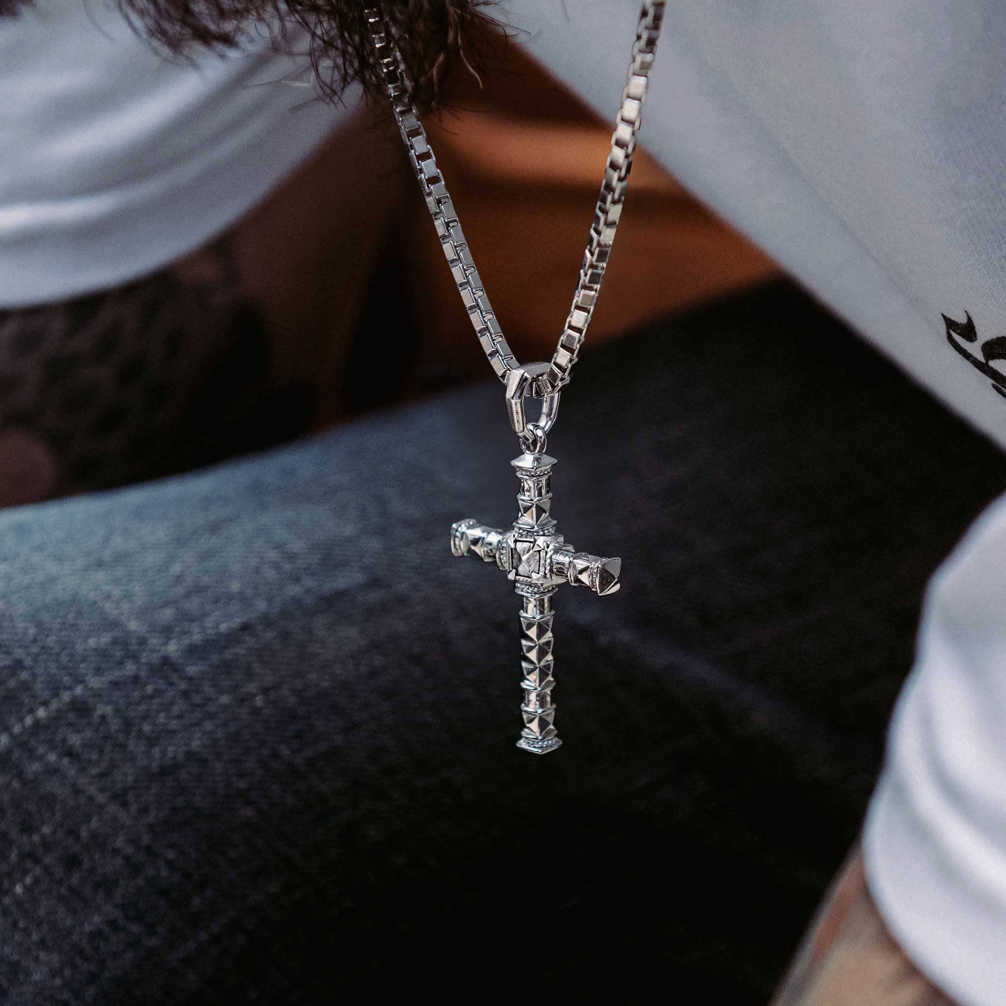 Rune Cross Necklace Meteorite