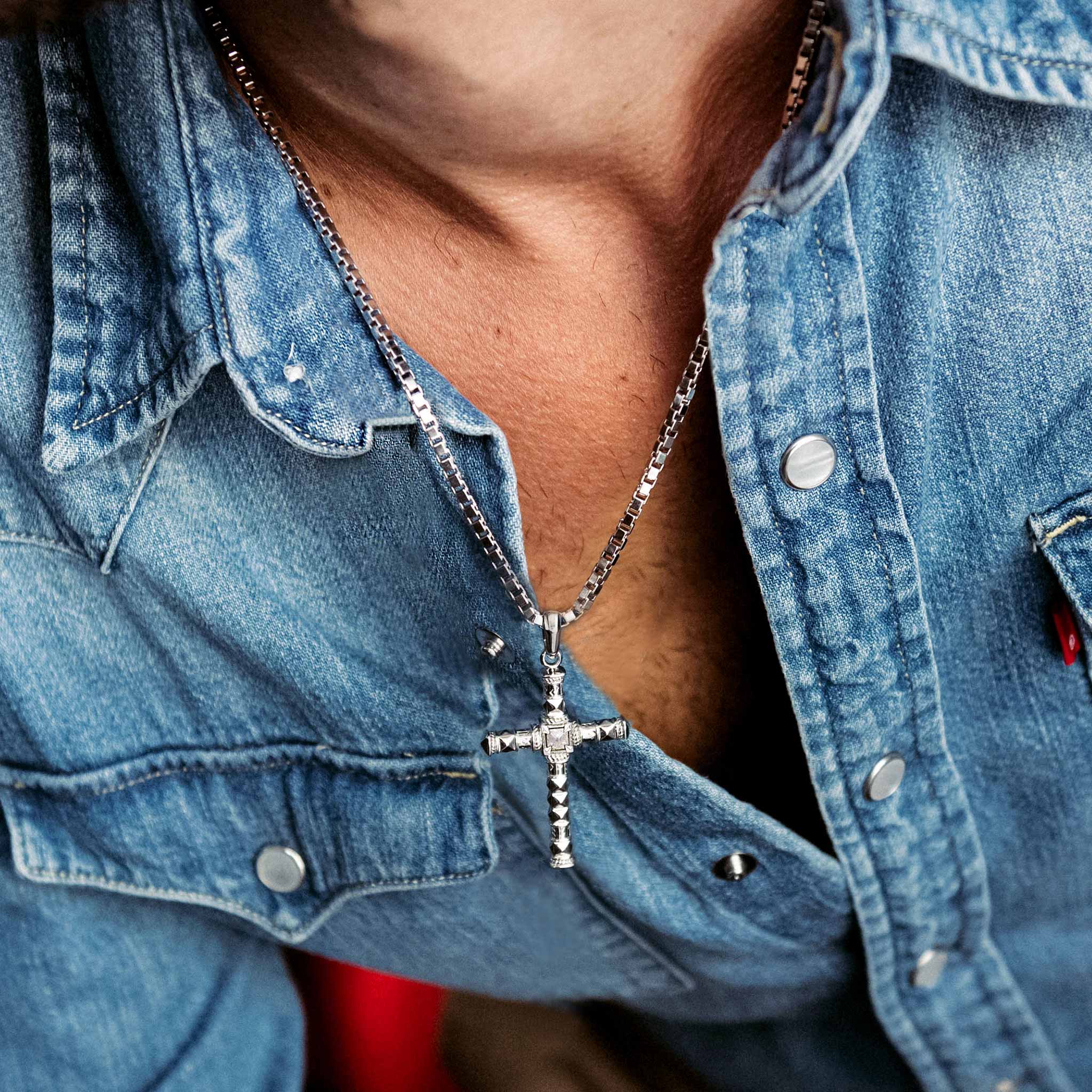 Rune Cross Necklace Meteorite