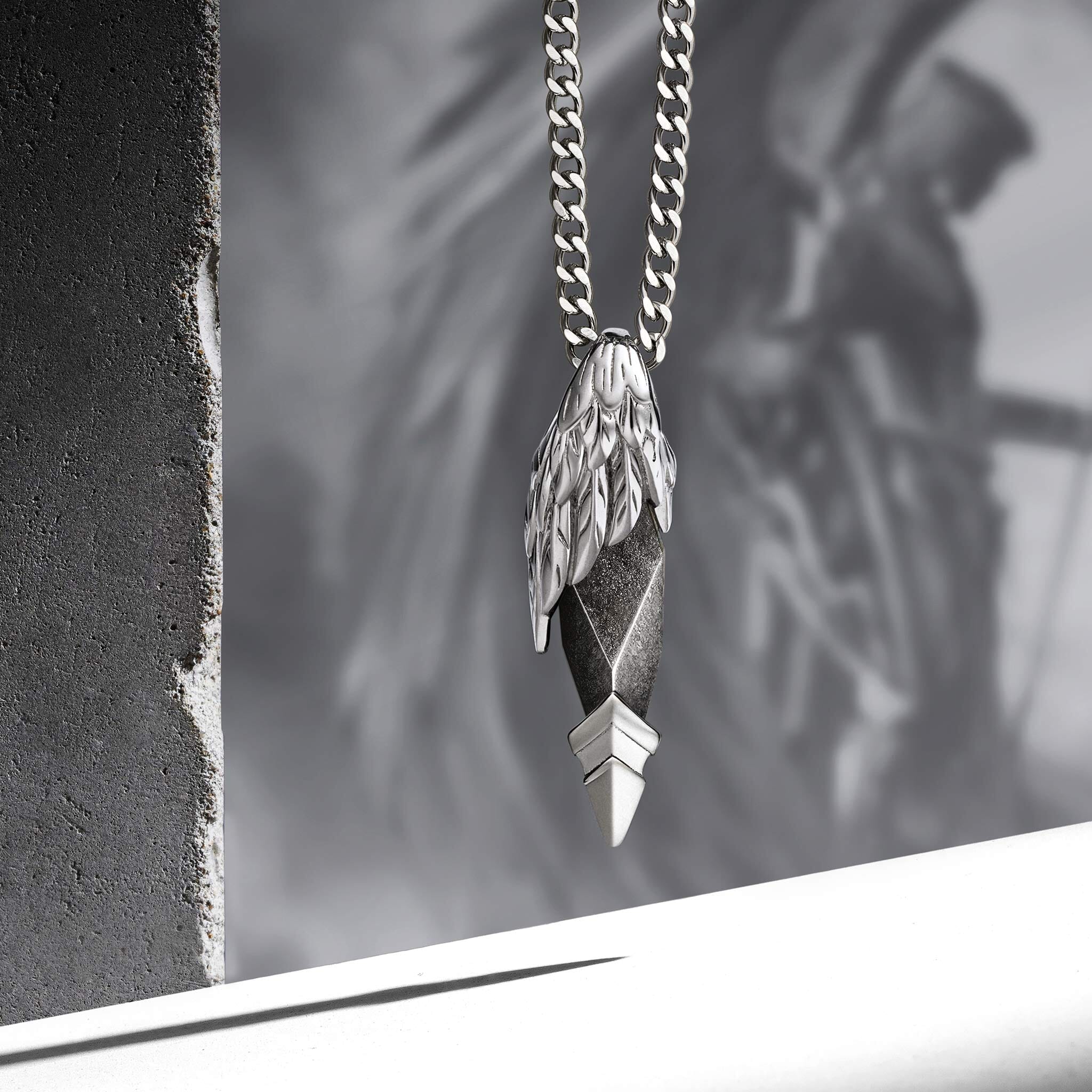 Seraph Necklace Silver Obsidian / M