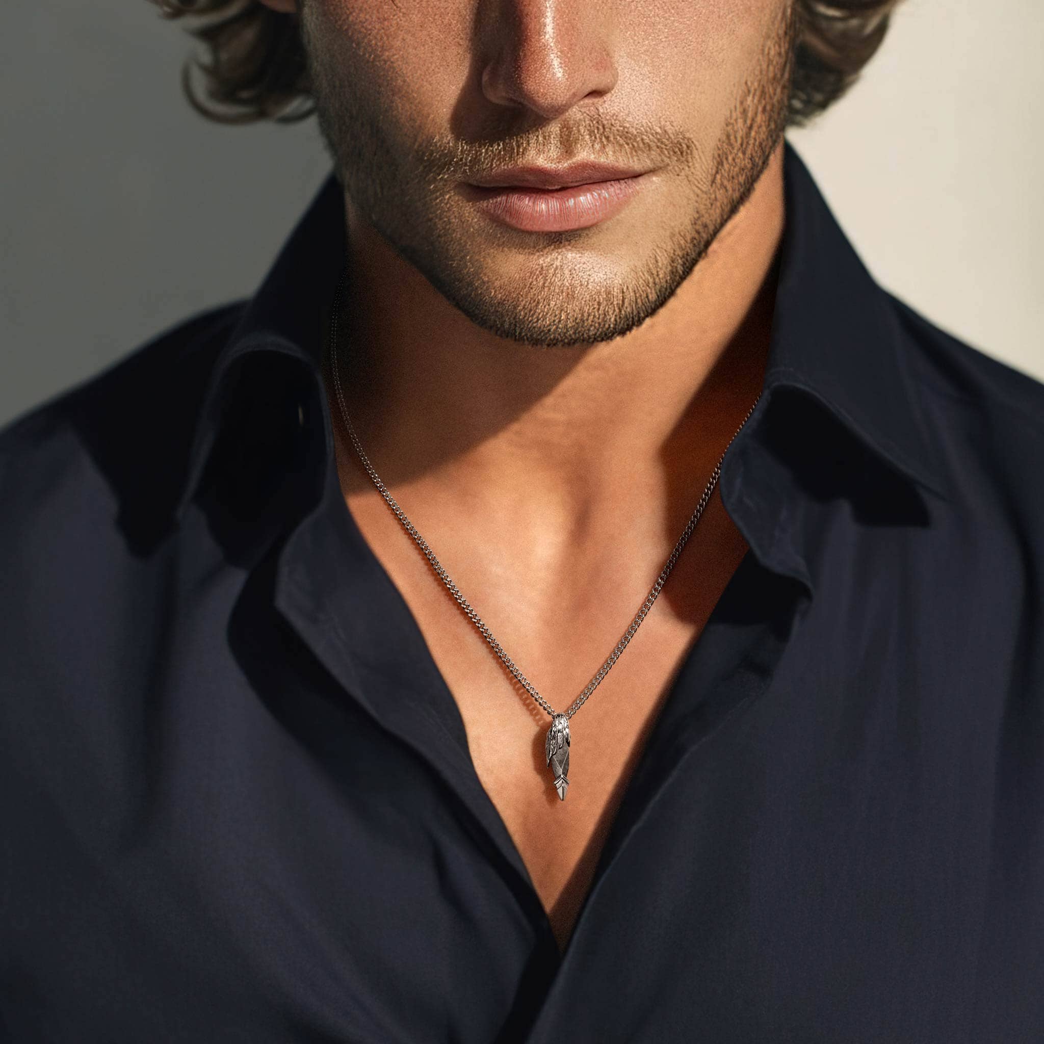 Seraph Necklace Silver Obsidian / M