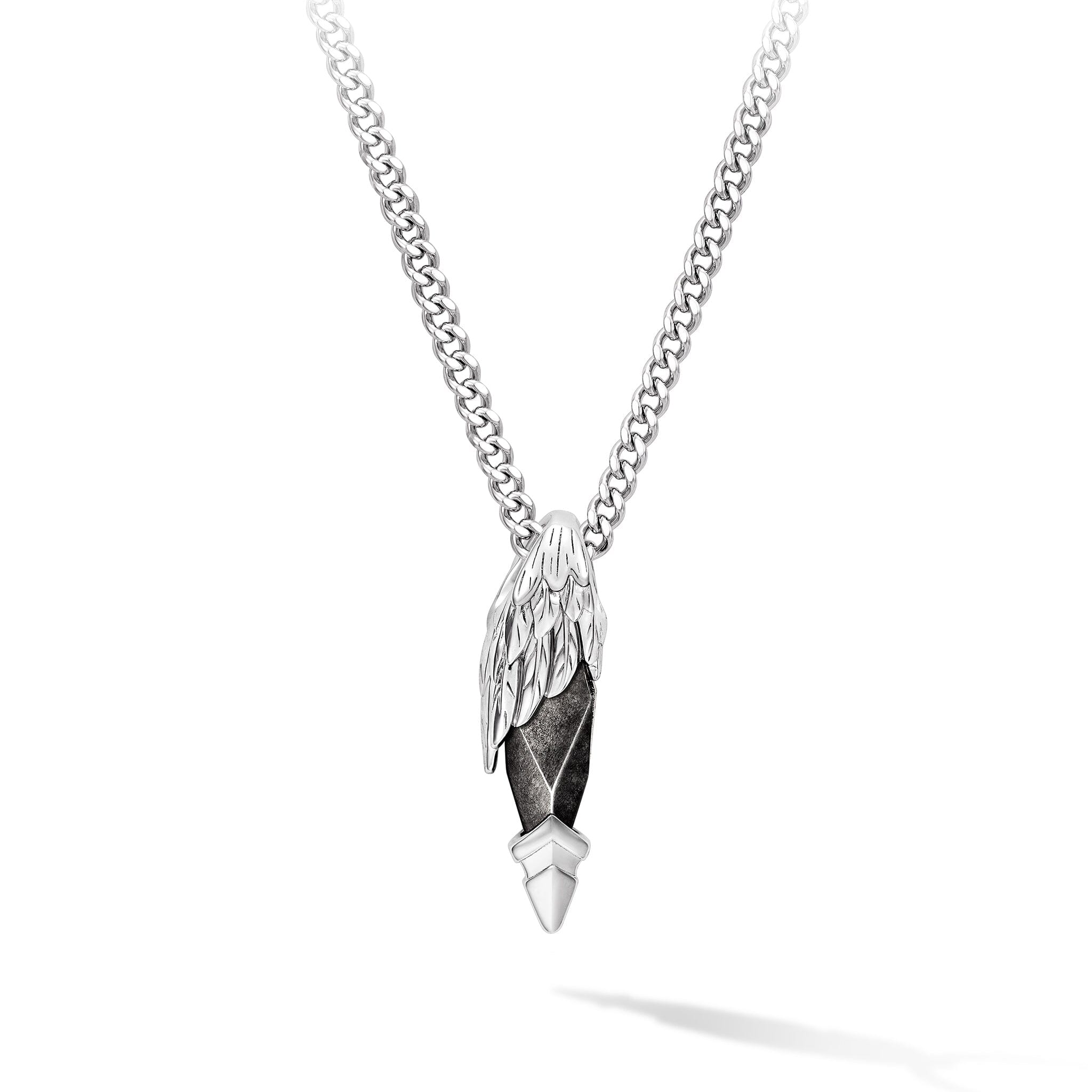 Seraph Necklace Silver Obsidian / M