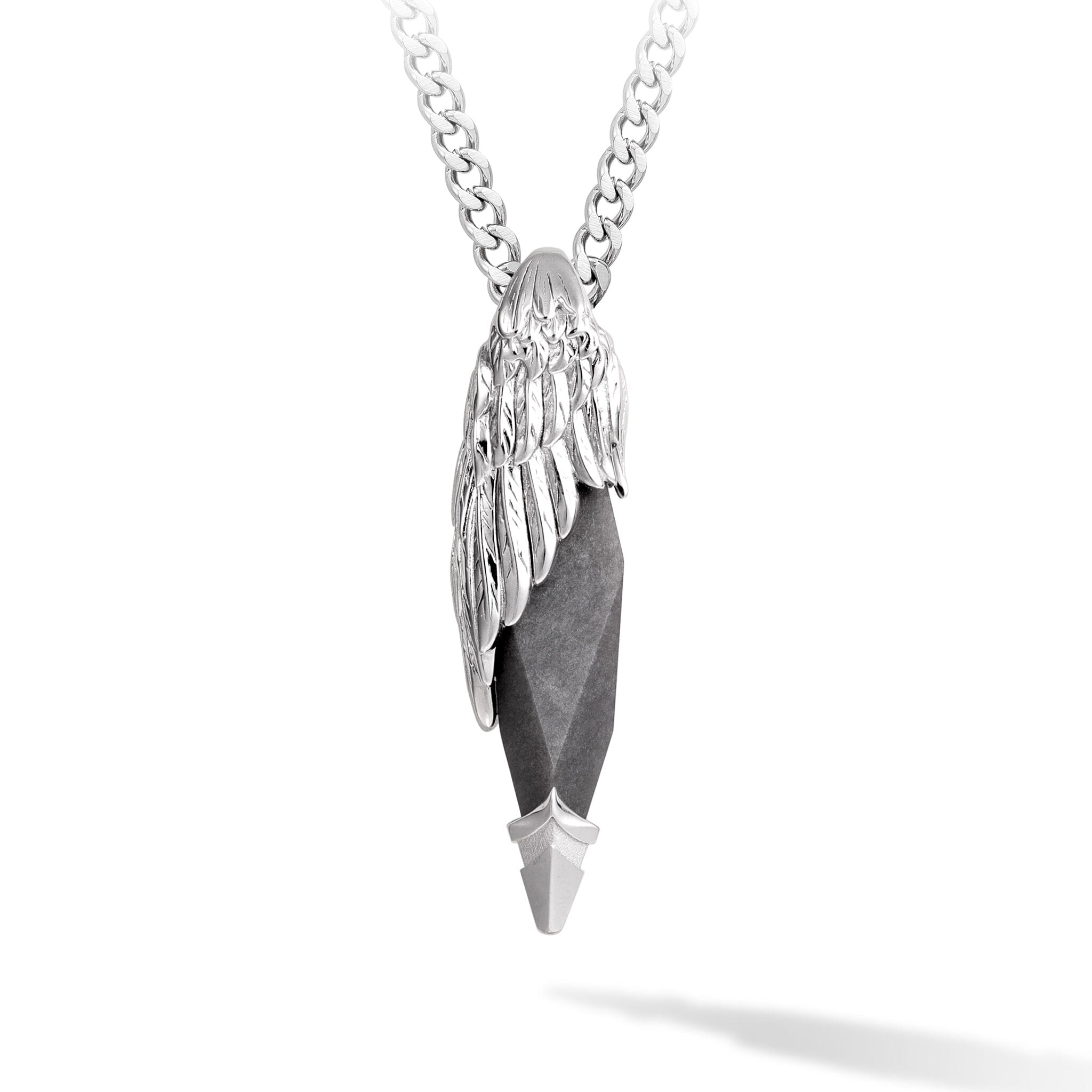 Seraph Necklace Silver Obsidian / L