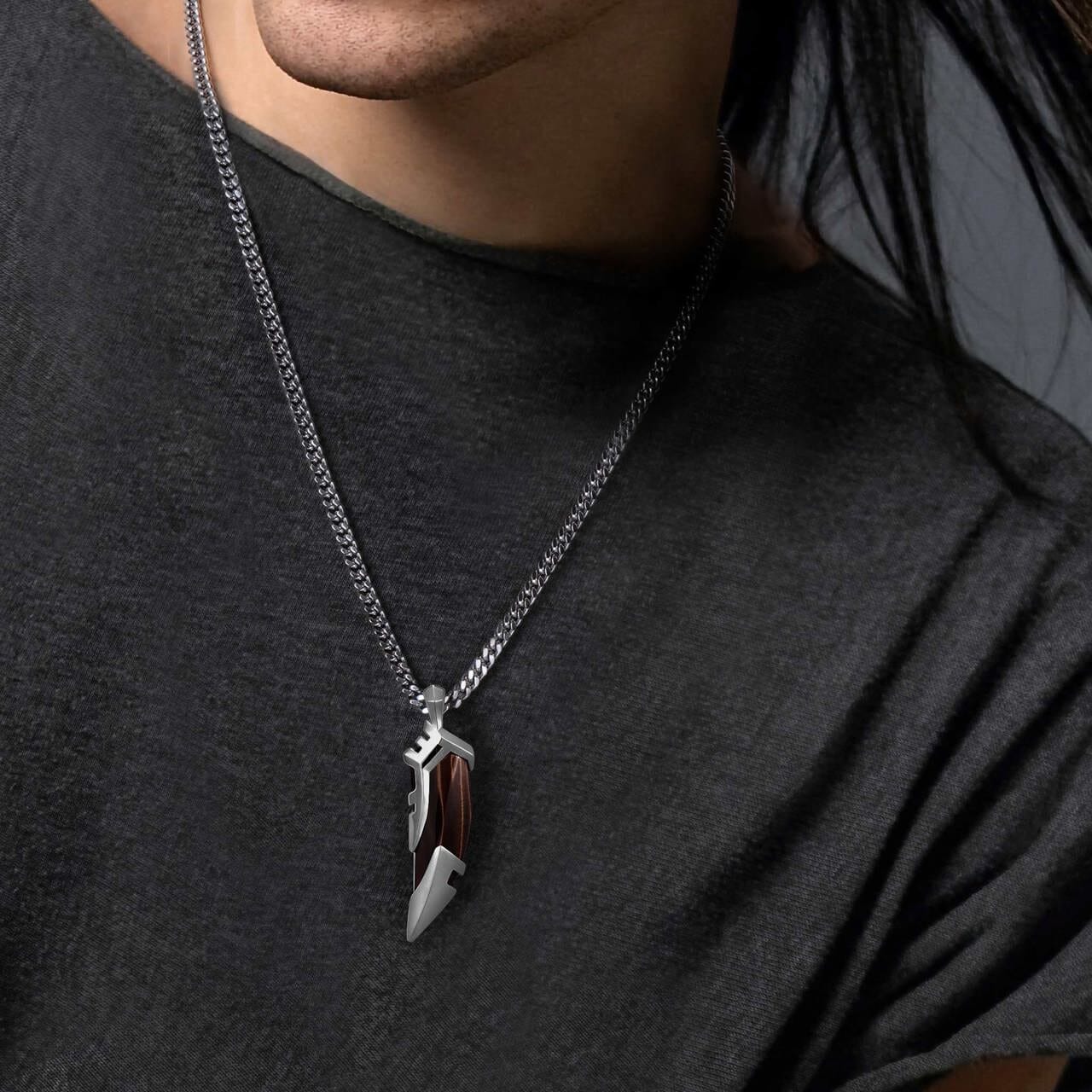 Tiger Fang Necklace Red Tiger Eye