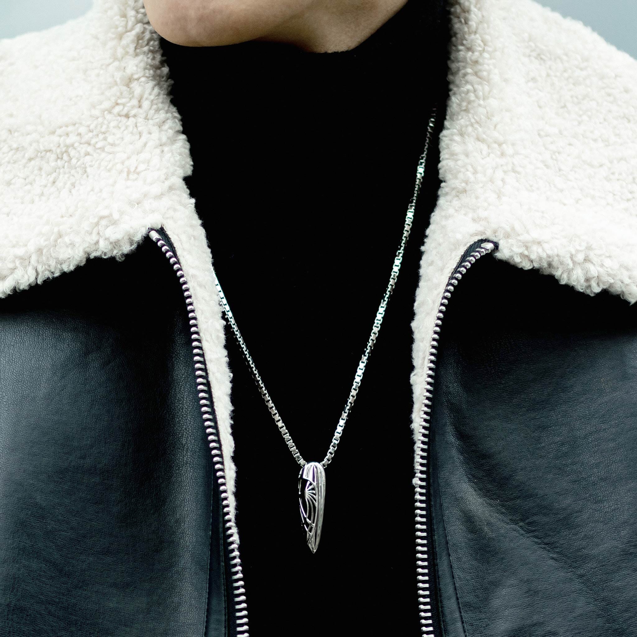 Cipher Necklace Silver Obsidian