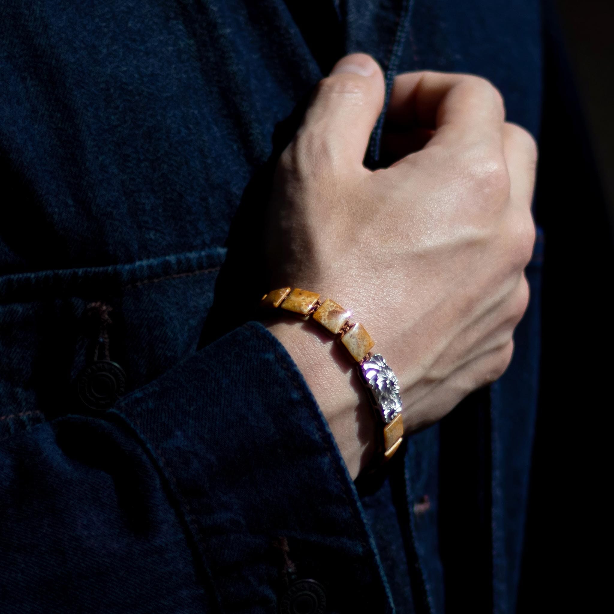 Ammonite Bracelet Agatized Coral