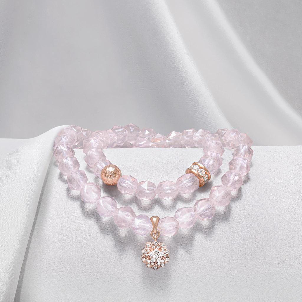 Violet Bracelet Rose Quartz & Meteorite