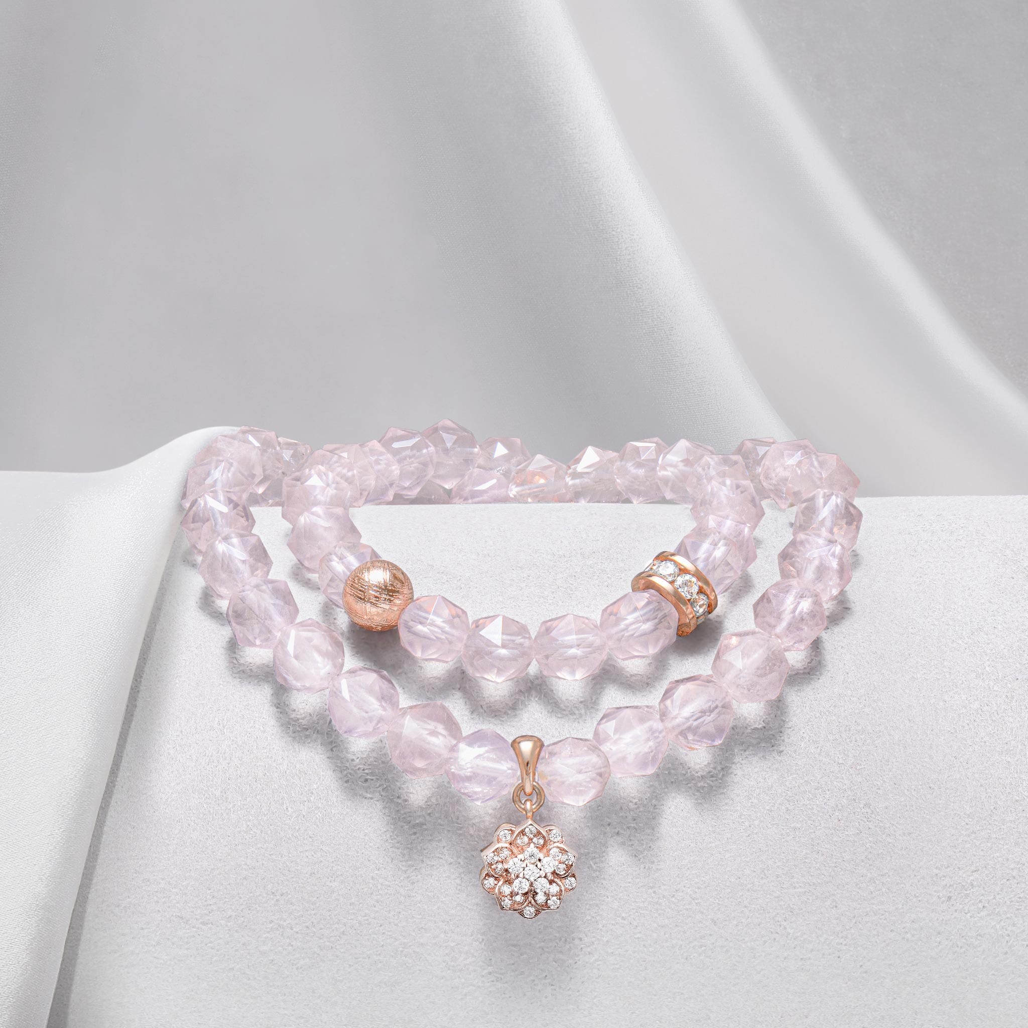 Violet Bracelet Rose Quartz & Meteorite
