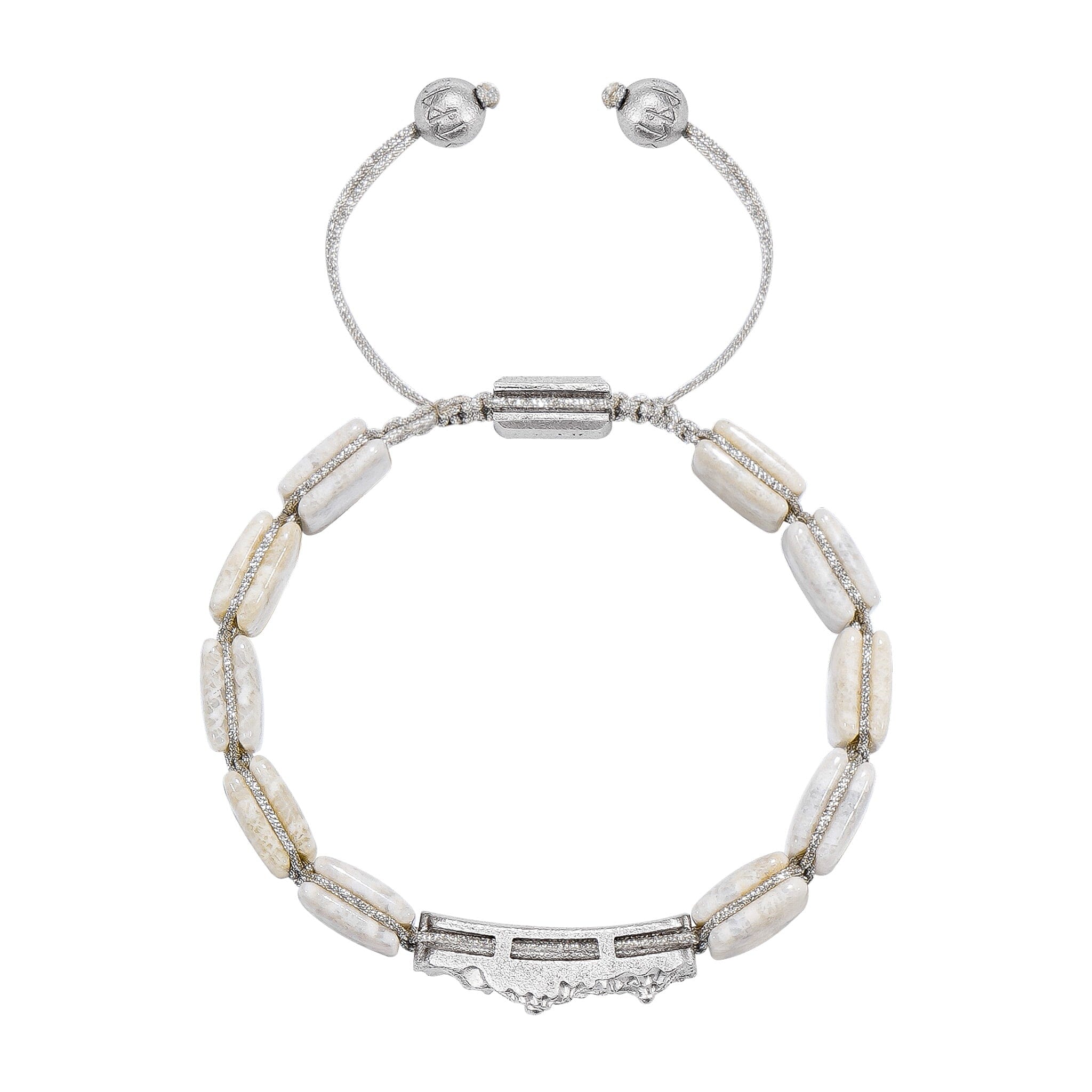 Ammonite Bracelet Ivory Agatized Coral