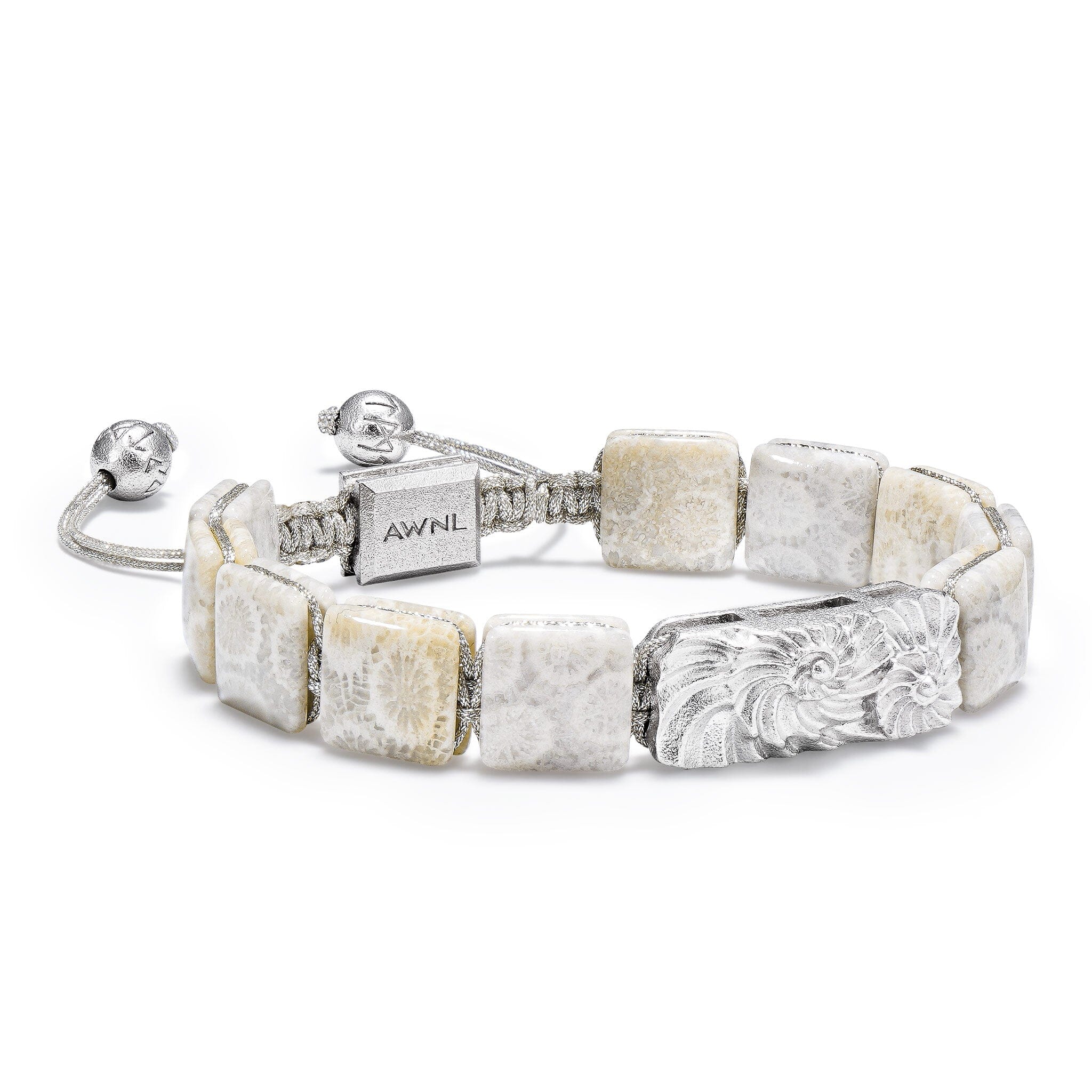 Ammonite Bracelet Ivory Agatized Coral