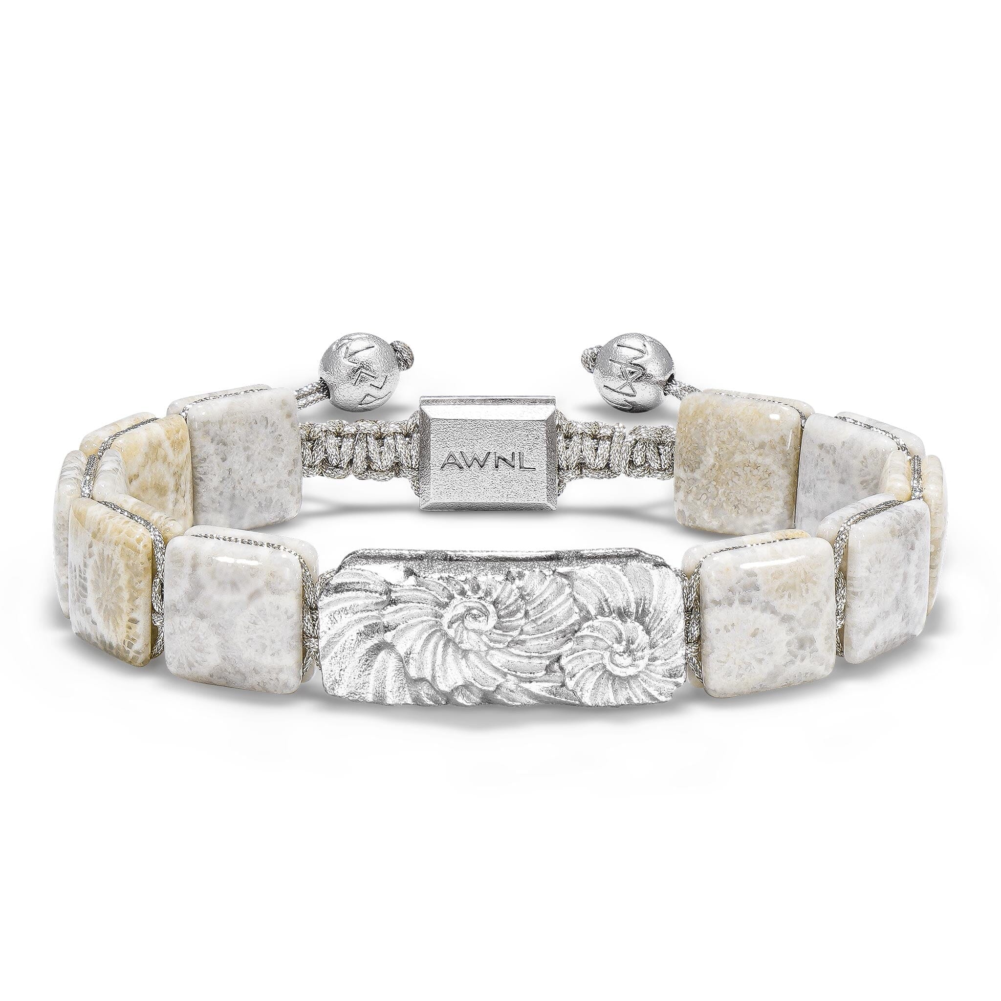 Ammonite Bracelet Ivory Agatized Coral