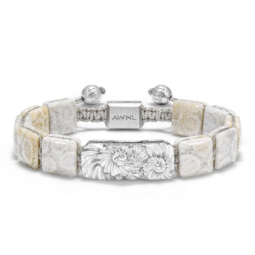 Ammonite Bracelet Ivory Agatized Coral